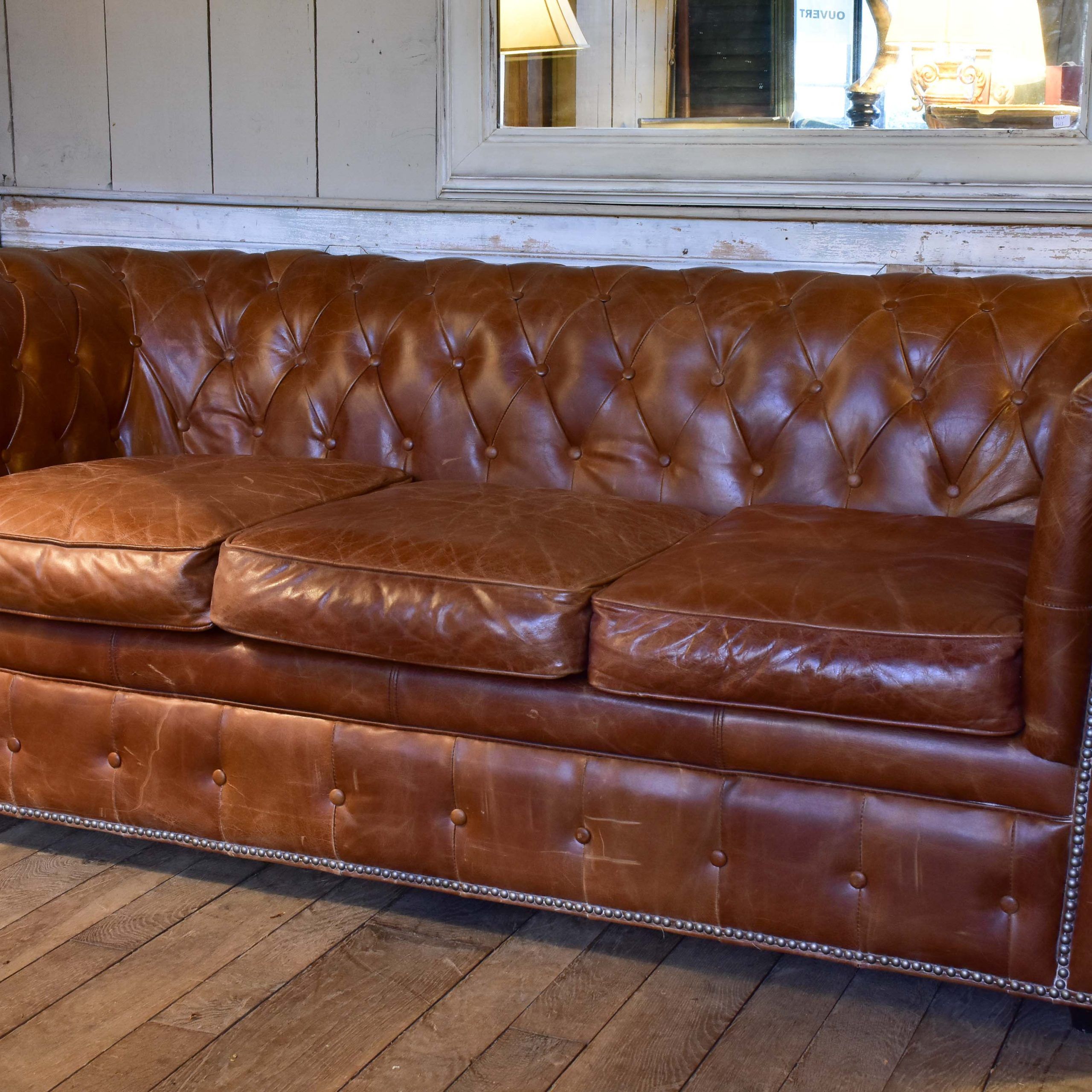 Leather Chesterfield Three Seat Sofa From The 1940’s – Chez Pluie With Regard To Chesterfield Sofas (View 18 of 21)