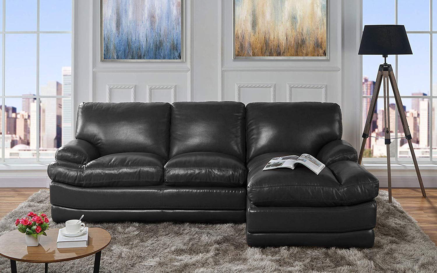 Leather Match Sectional Sofa, L Shape Couch With Chaise Lounge (right For Right Facing Black Sofas (View 18 of 20)