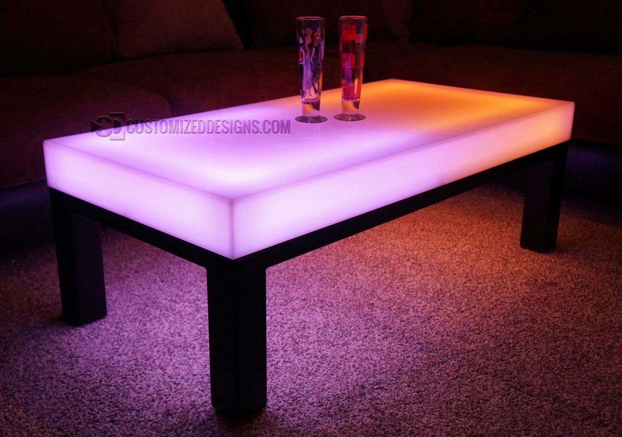 Led Lighted Lounge Coffee Table – Aurora Series – Customized Designs For Led Coffee Tables With 4 Drawers (View 12 of 20)