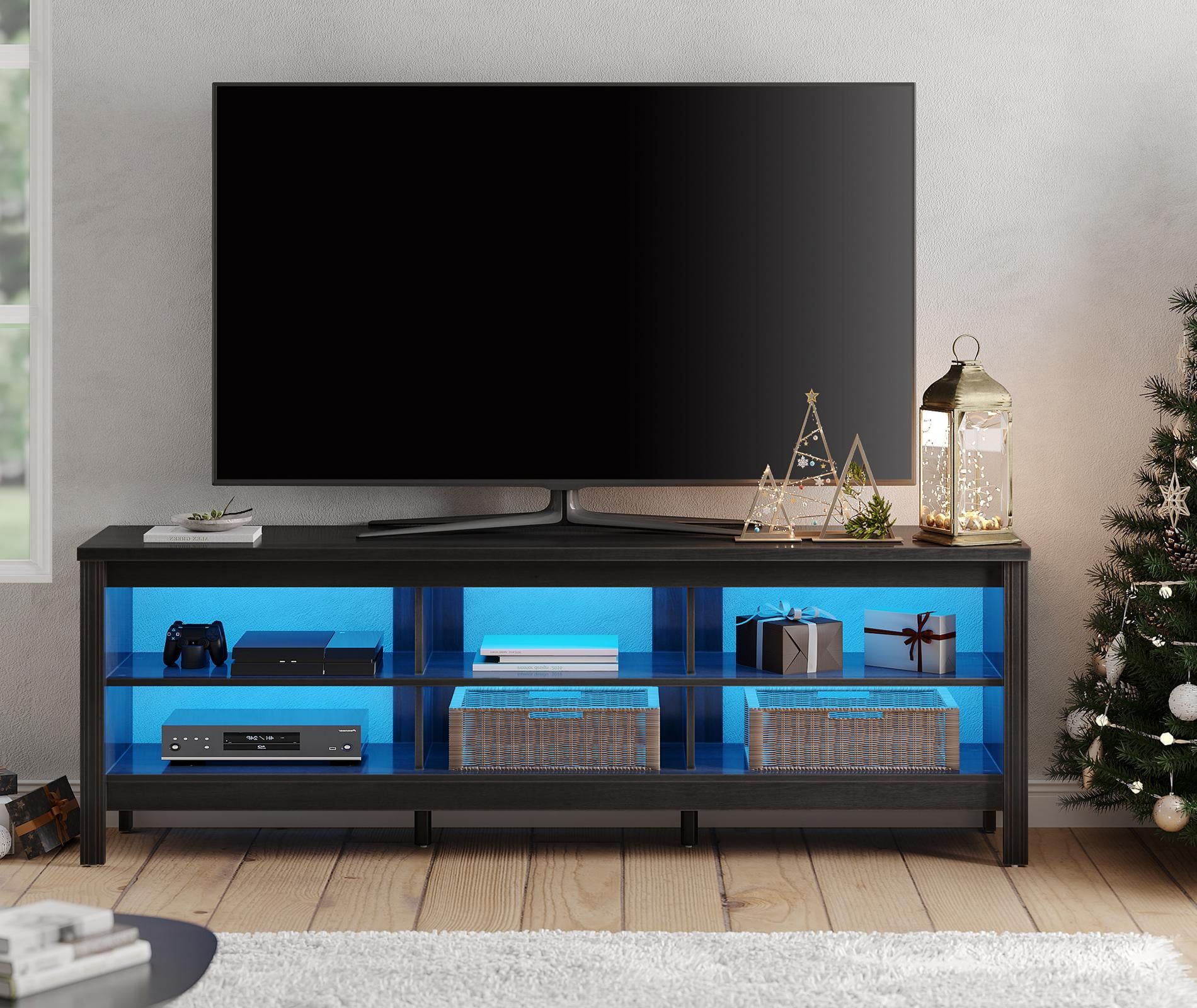Led Tv Stand For 75 Inch Tv Entertainment Center Black Tv Console Table Regarding Led Tv Stands With Outlet (Gallery 11 of 20)