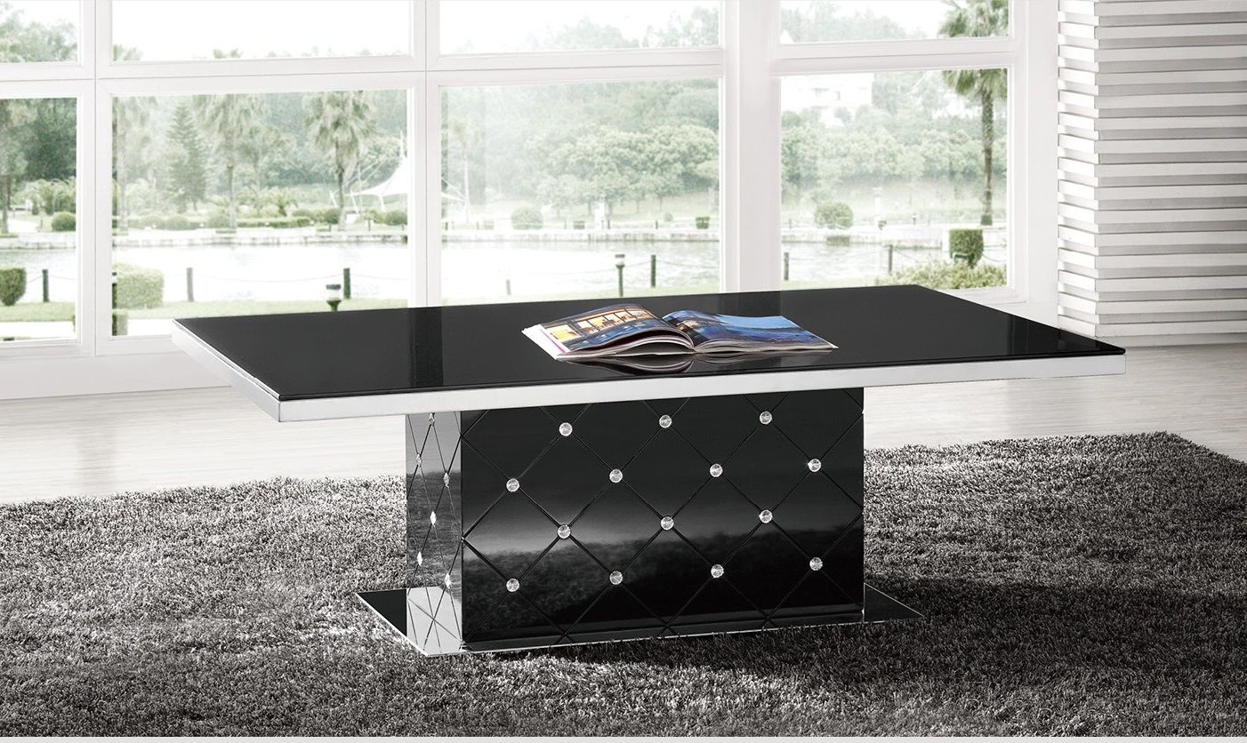 Levono High Gloss Coffee Table In Black With Rhinestone | Furniture In With Regard To High Gloss Black Coffee Tables (View 3 of 20)