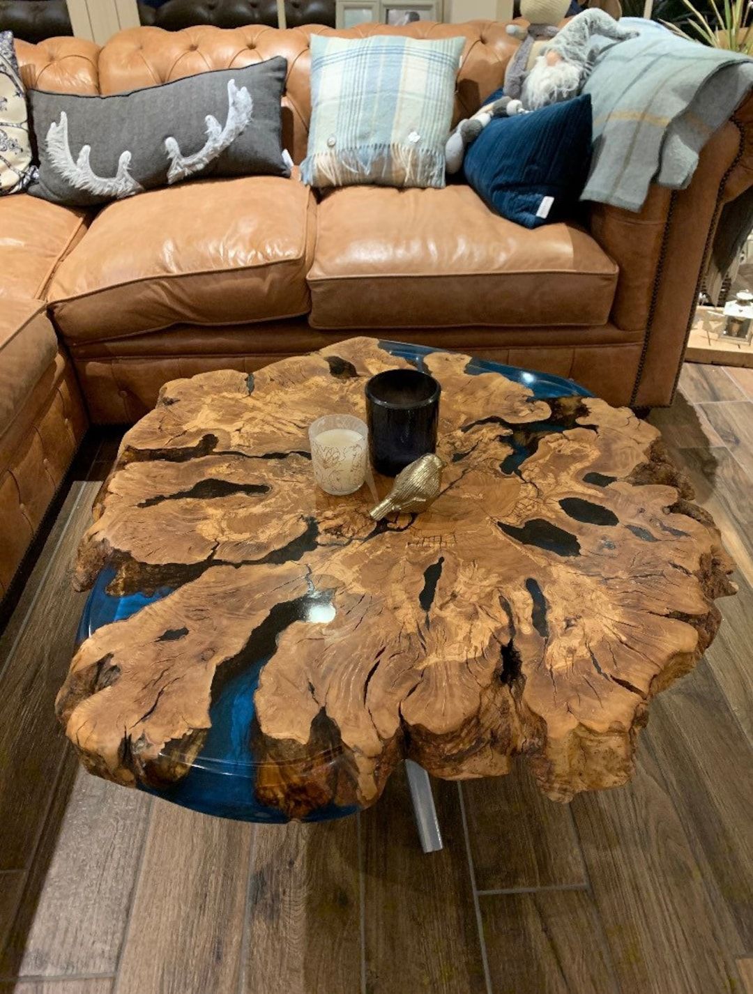 Live Edge Coffee Table With Epoxy Resin Olive Wood Burl Slab – Etsy Uk Within Coffee Tables For 4 6 People (Gallery 19 of 20)