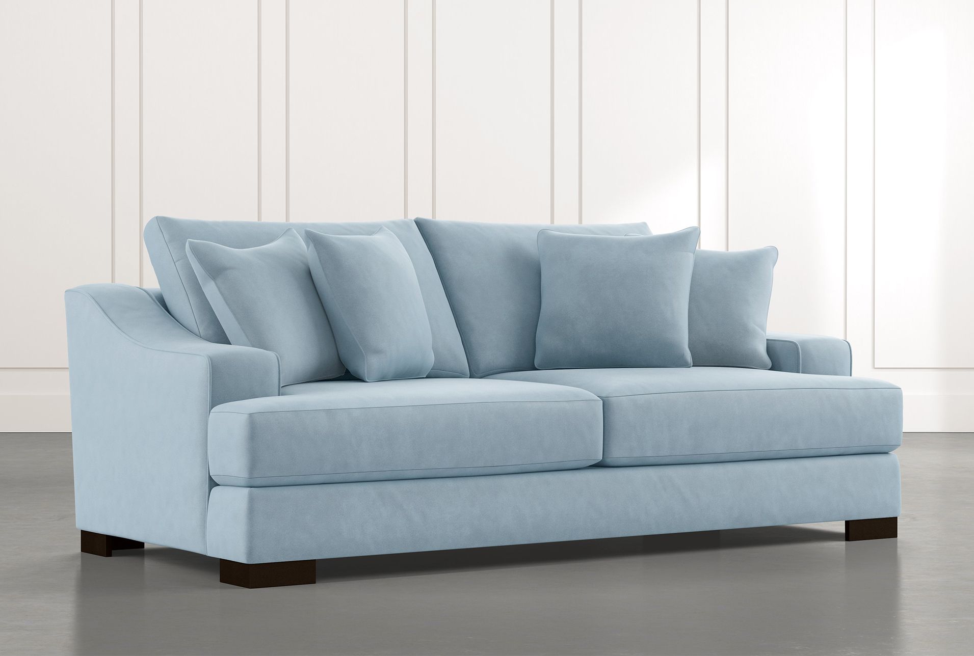 Lodge 96" Light Blue Sofa | Living Spaces Pertaining To Modern Blue Linen Sofas (View 9 of 20)