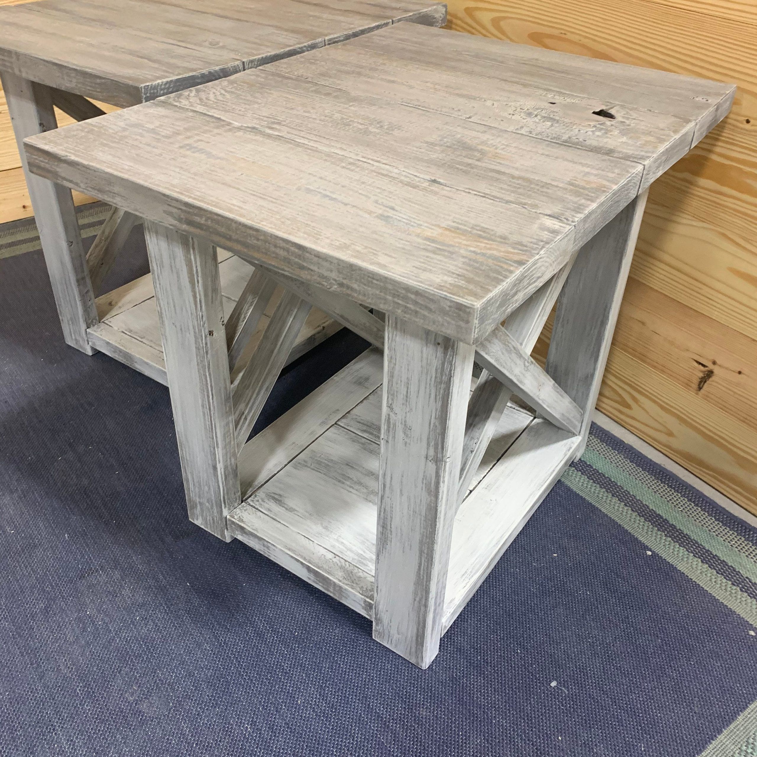 Long Rustic Farmhouse End Tables Gray White Wash Top With A Distressed Regarding Rustic Gray End Tables (Gallery 4 of 20)