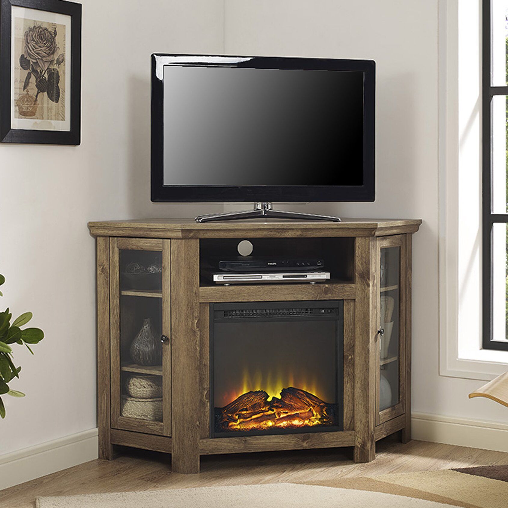 Loon Peak Pueblo Corner Tv Stand With Electric Fireplace & Reviews Within Tv Stands With Electric Fireplace (Gallery 16 of 20)
