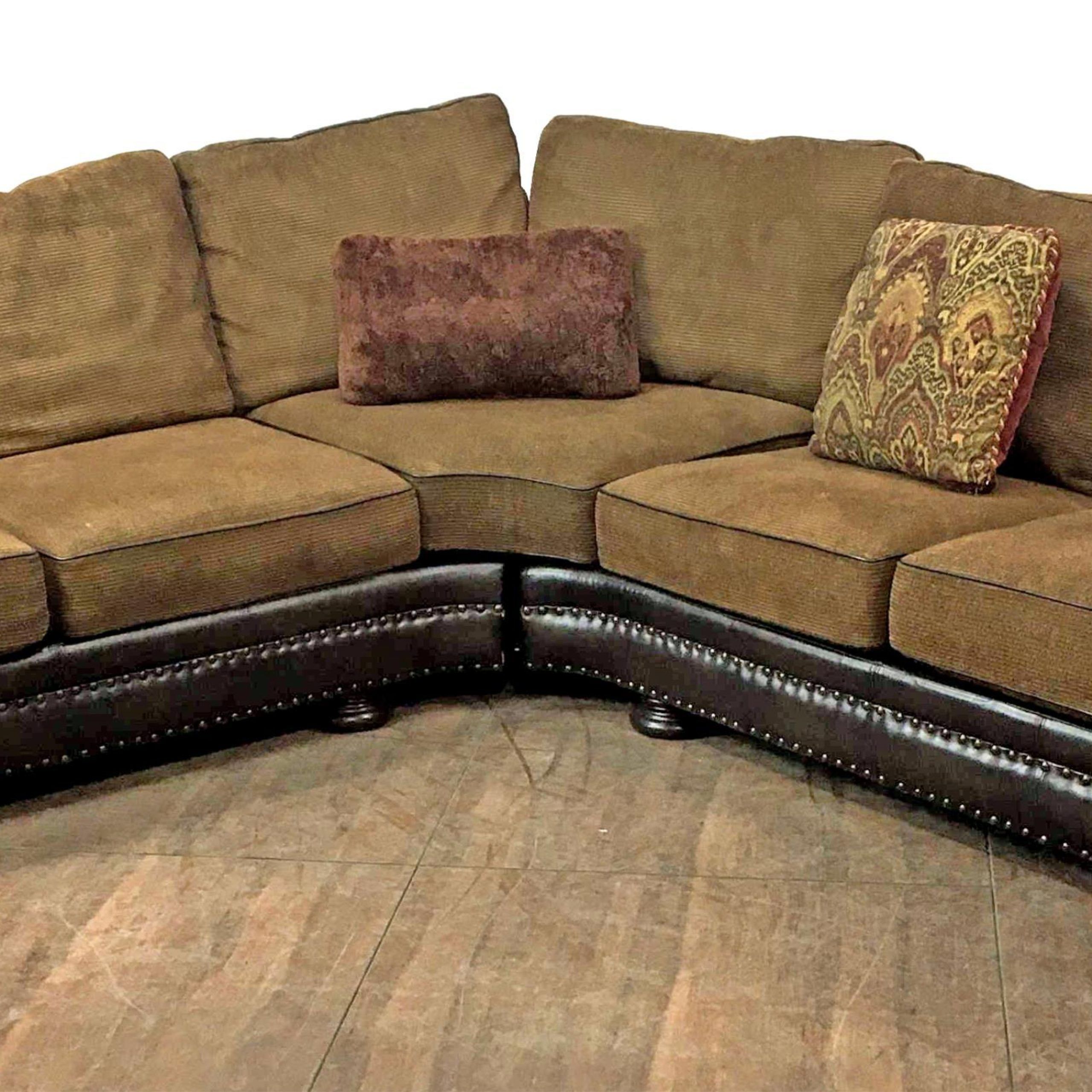 Lot – (2pc) Bernhardt Leather & Chenille Sectional Sofa Inside Chenille Sectional Sofas (Gallery 11 of 20)