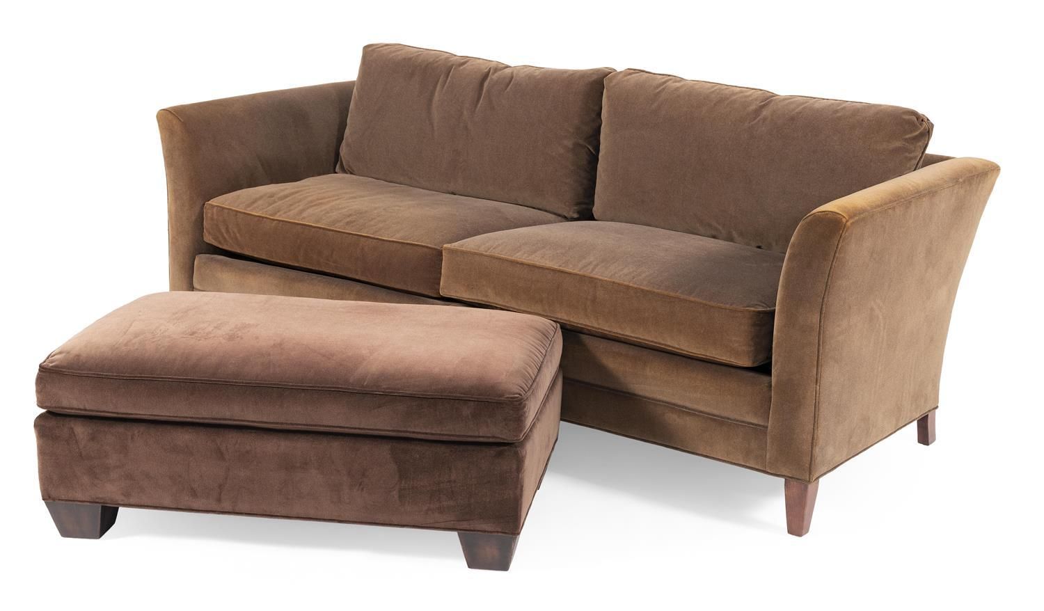 Lot – Stickley Two Cushion Sofa And Matching Ottoman Upholstered In In Sofas With Ottomans In Brown (View 10 of 20)