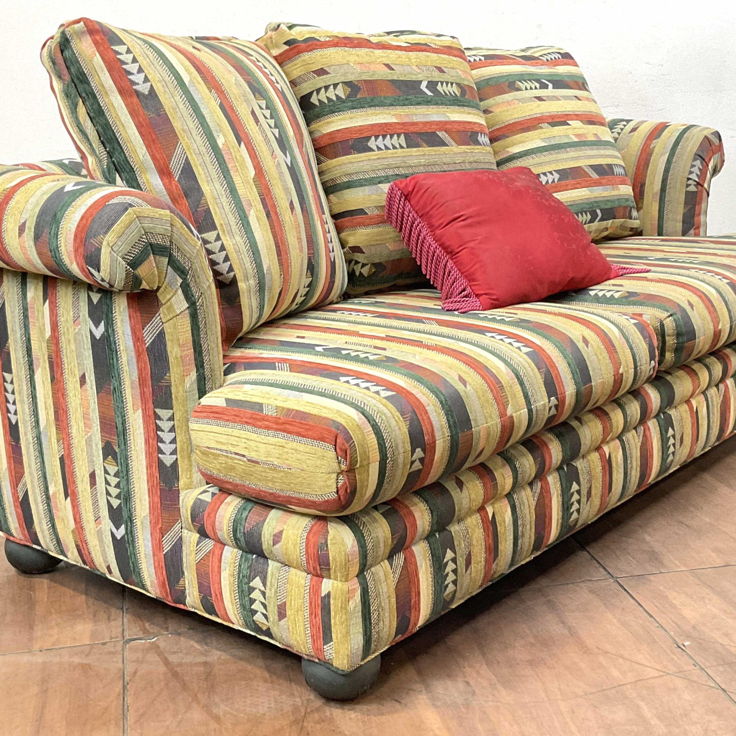 Lot – Transitional Style Pillowback Sofa For Sofas With Pillowback Wood Bases (View 19 of 20)