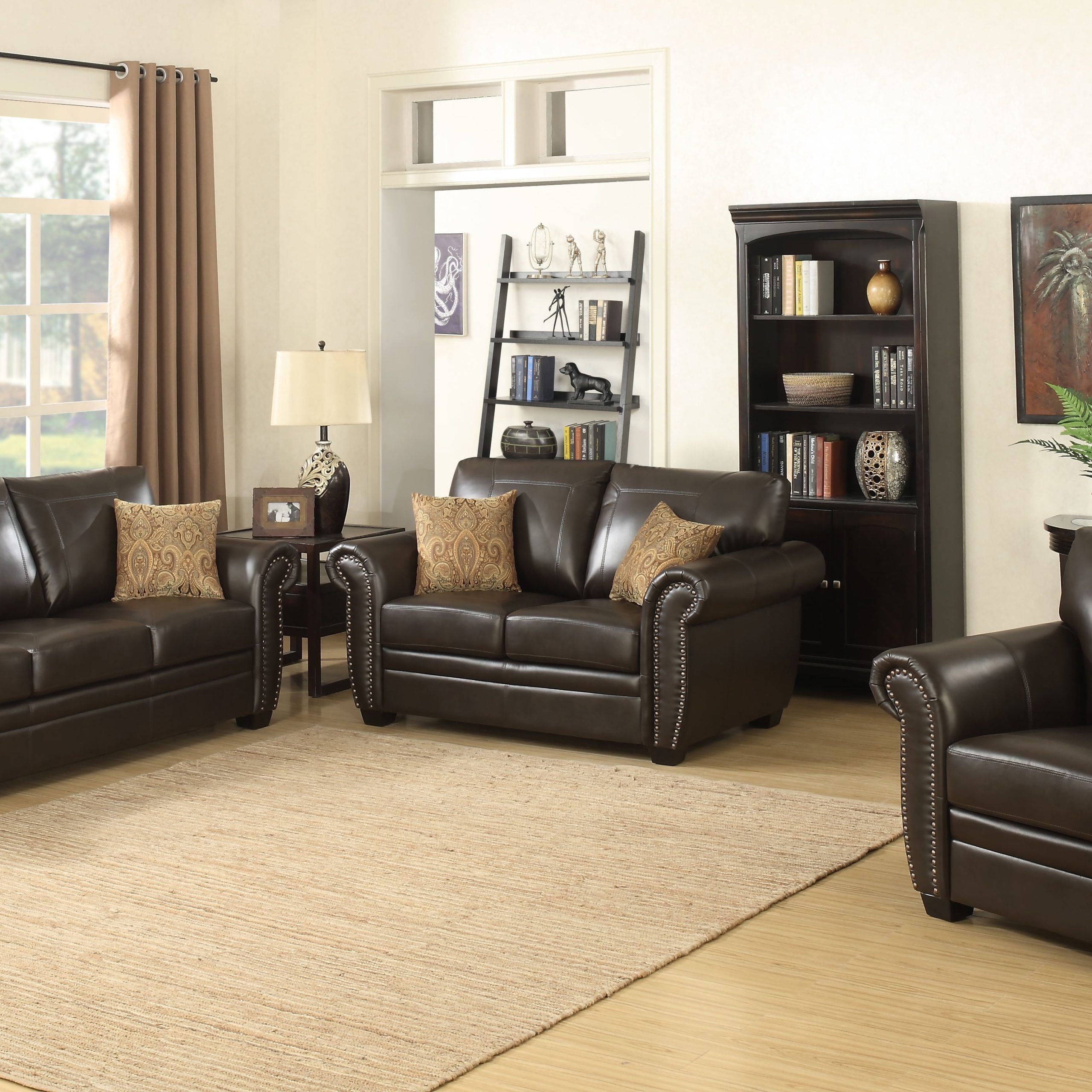 Louis Collection Traditional 3 Piece Upholstered Leather Living Room For Sofas For Living Rooms (Gallery 2 of 20)