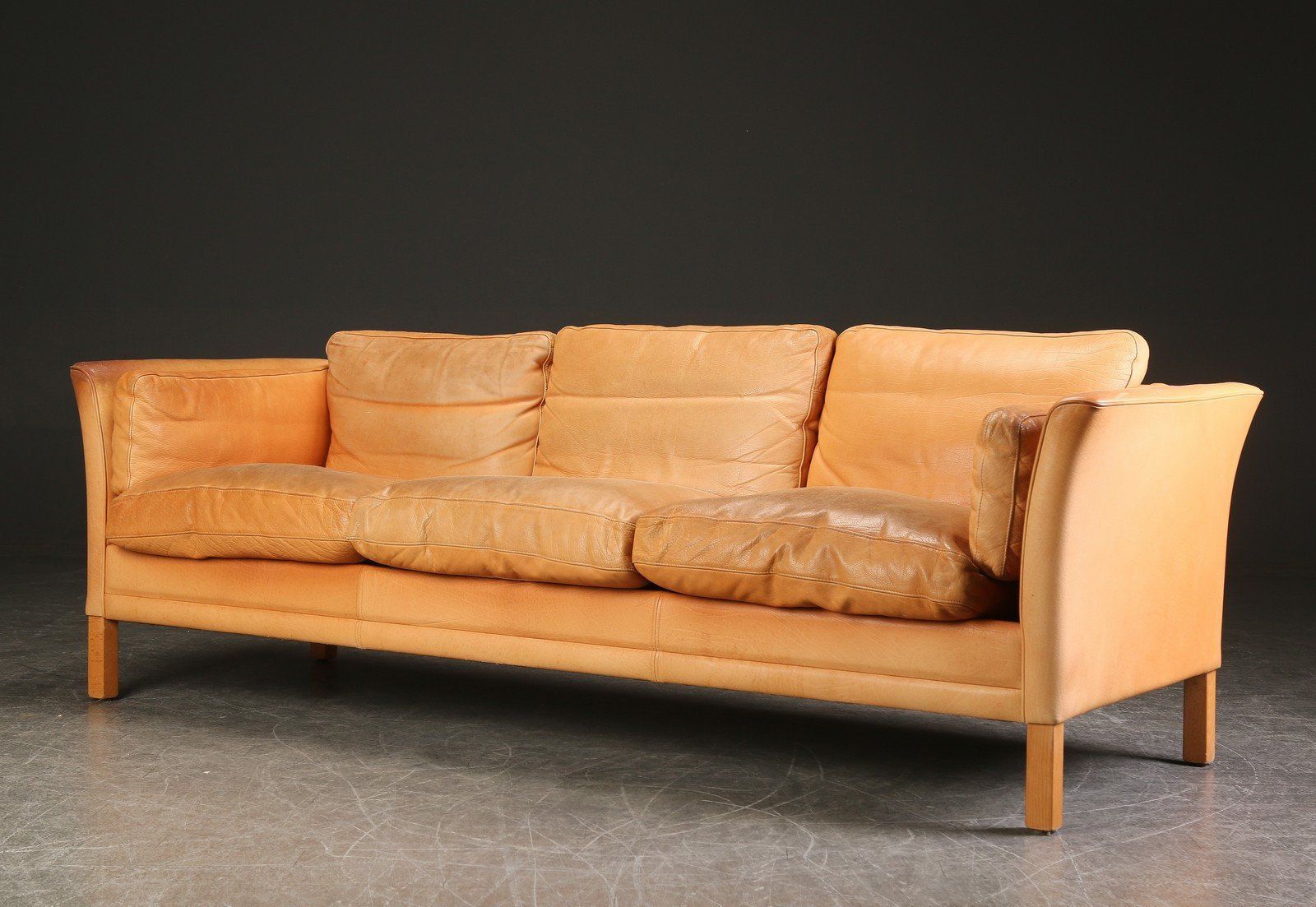 Lovely 3 Seater Vintage Leather Sofamogens Hansen, Danish Mid With Regard To Mid Century 3 Seat Couches (View 20 of 20)