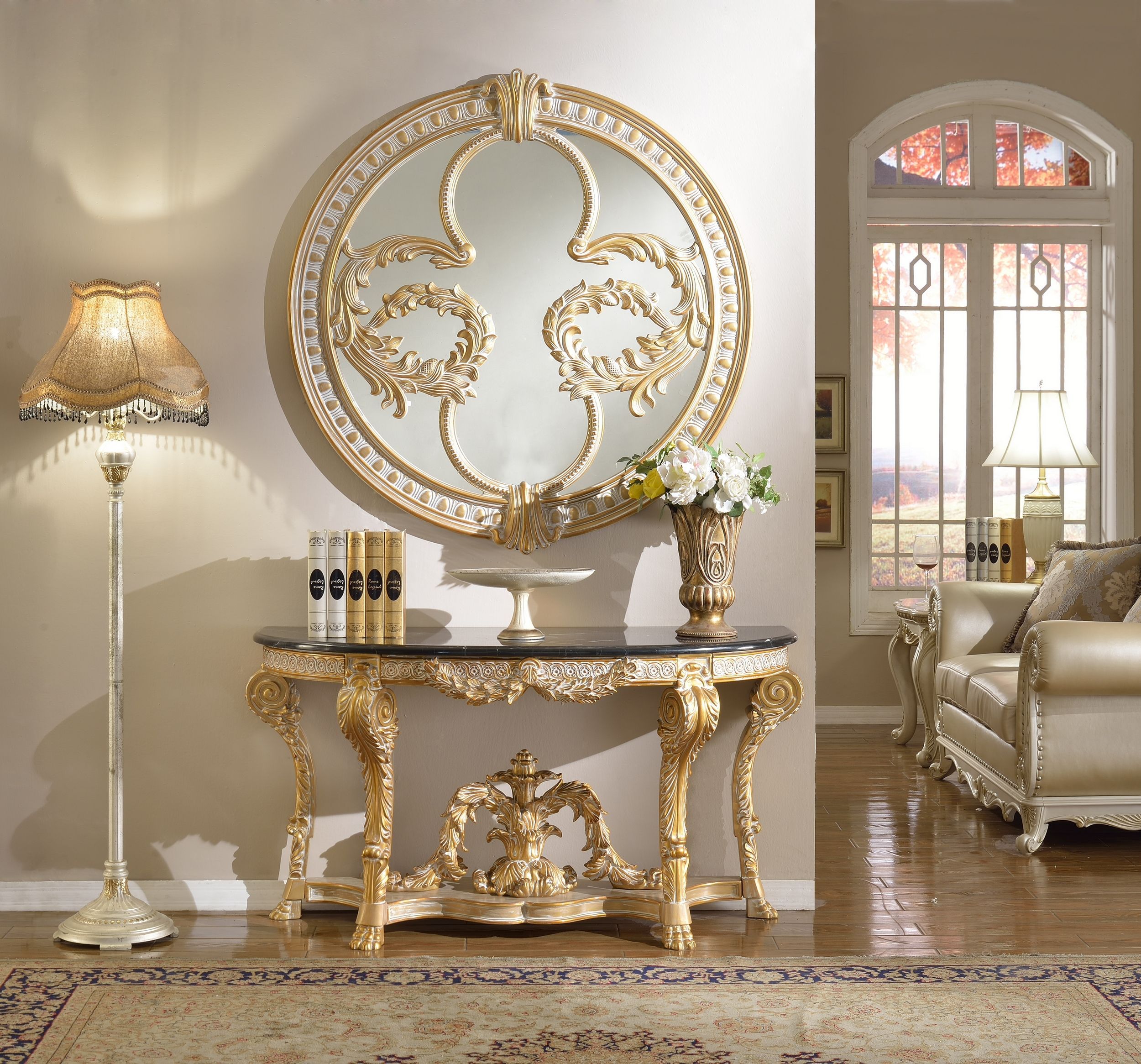 Lowest Price On Meridian Versailles Rich Gold Console Table & Mirror In Versailles Console Cabinets (View 8 of 20)