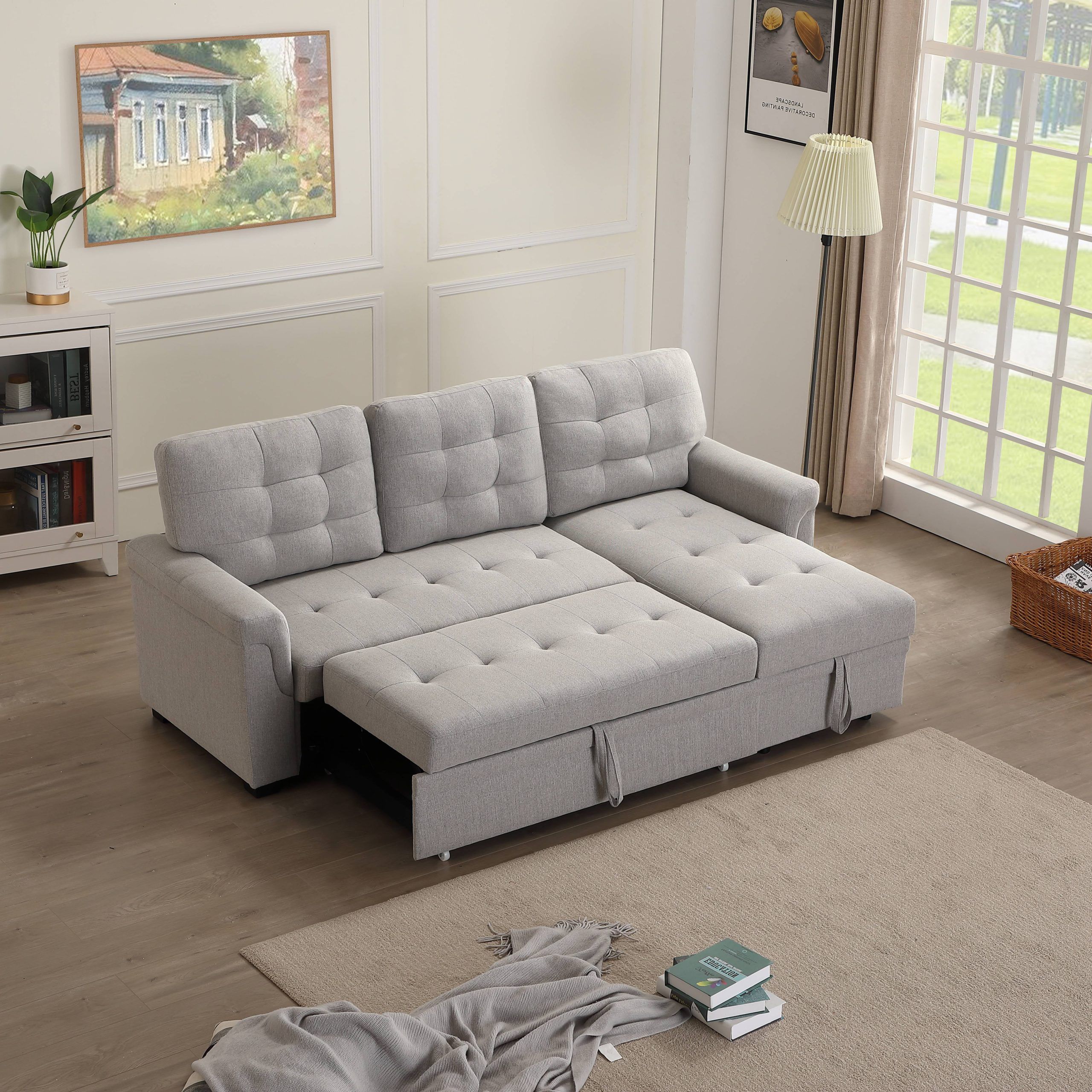 Madison Home Traditional Small Space Velvet Sectional Sofa With Intended For 66&quot; Convertible Velvet Sofa Beds (View 19 of 20)