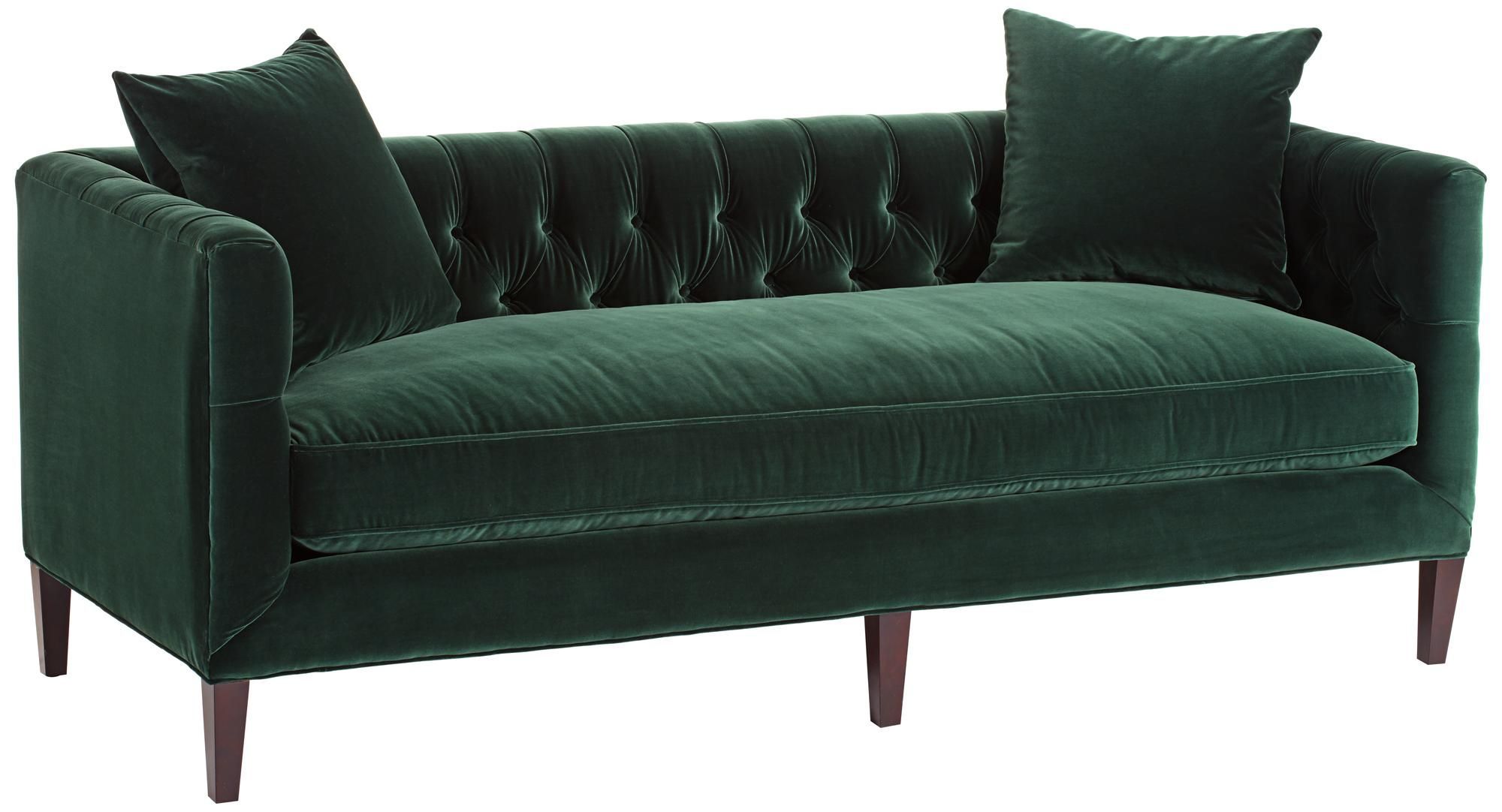 Maggie Hunter Green Velvet Sofa – #1f492 | Lamps Plus | Green Velvet Pertaining To 75&quot; Green Velvet Sofas (View 6 of 20)