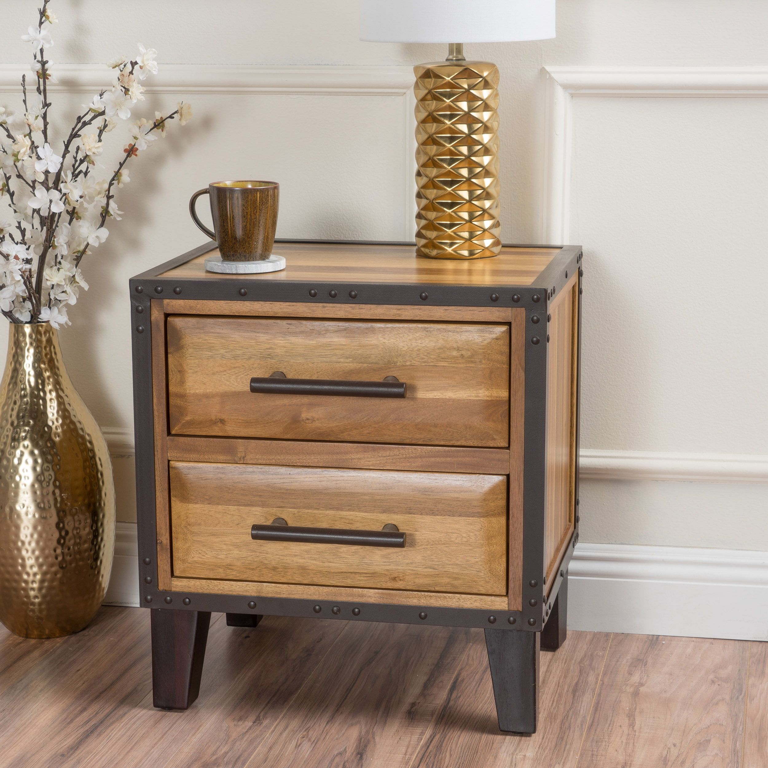 Magnus Wood Two Drawer End Table – Walmart Throughout Freestanding Tables With Drawers (View 14 of 20)