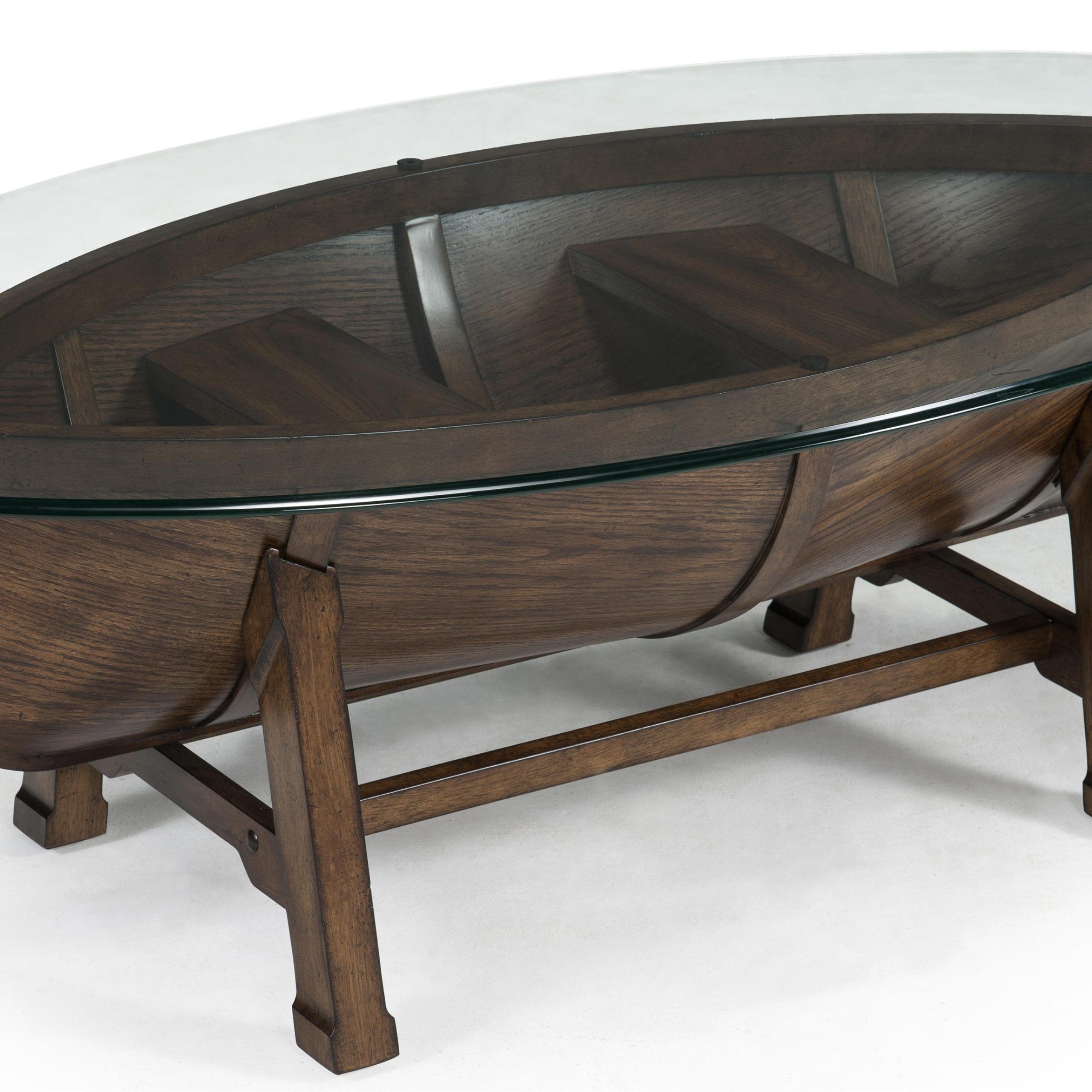 Magnussen Home Beaufort 1260046 Boat Hull Cocktail Table With Trestle Intended For Tempered Glass Oval Side Tables (View 13 of 20)