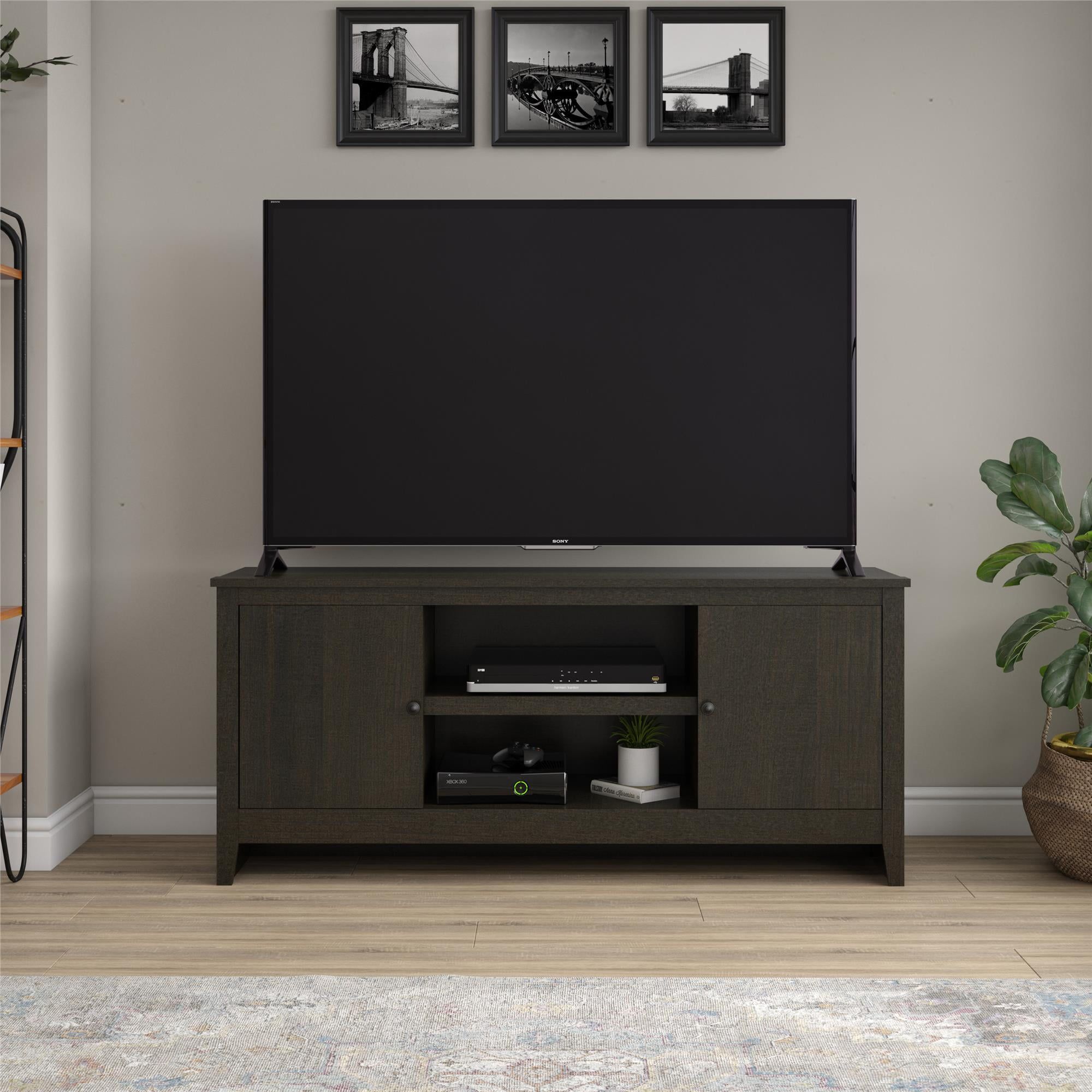 Mainstays 65" Television Stand Espresso – Walmart Inside Cafe Tv Stands With Storage (Gallery 3 of 20)