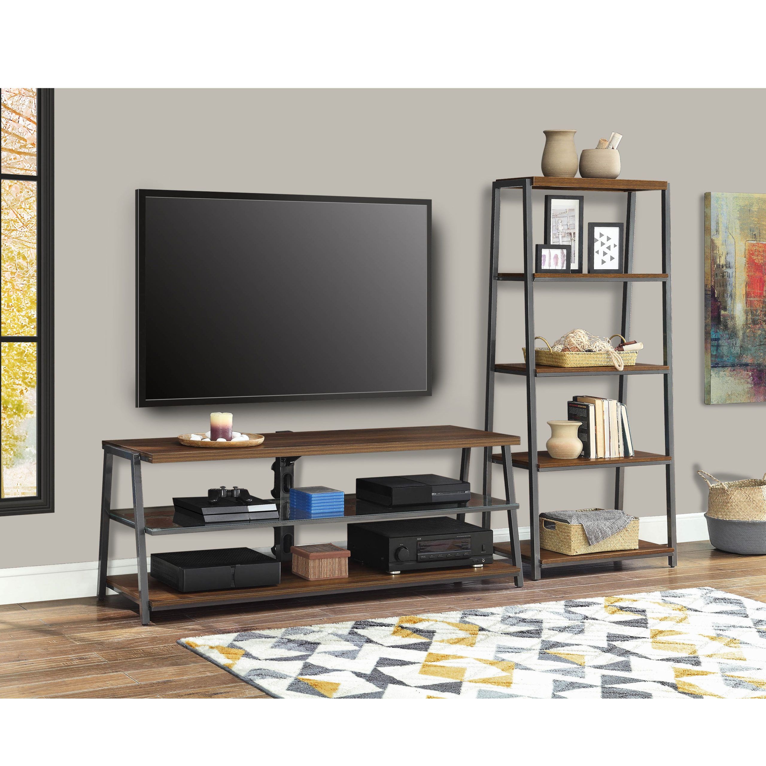 Mainstays Arris Tv Stand For 70" Flat Panel Tvs And 4 Shelf Tower Book Inside Top Shelf Mount Tv Stands (Gallery 9 of 20)
