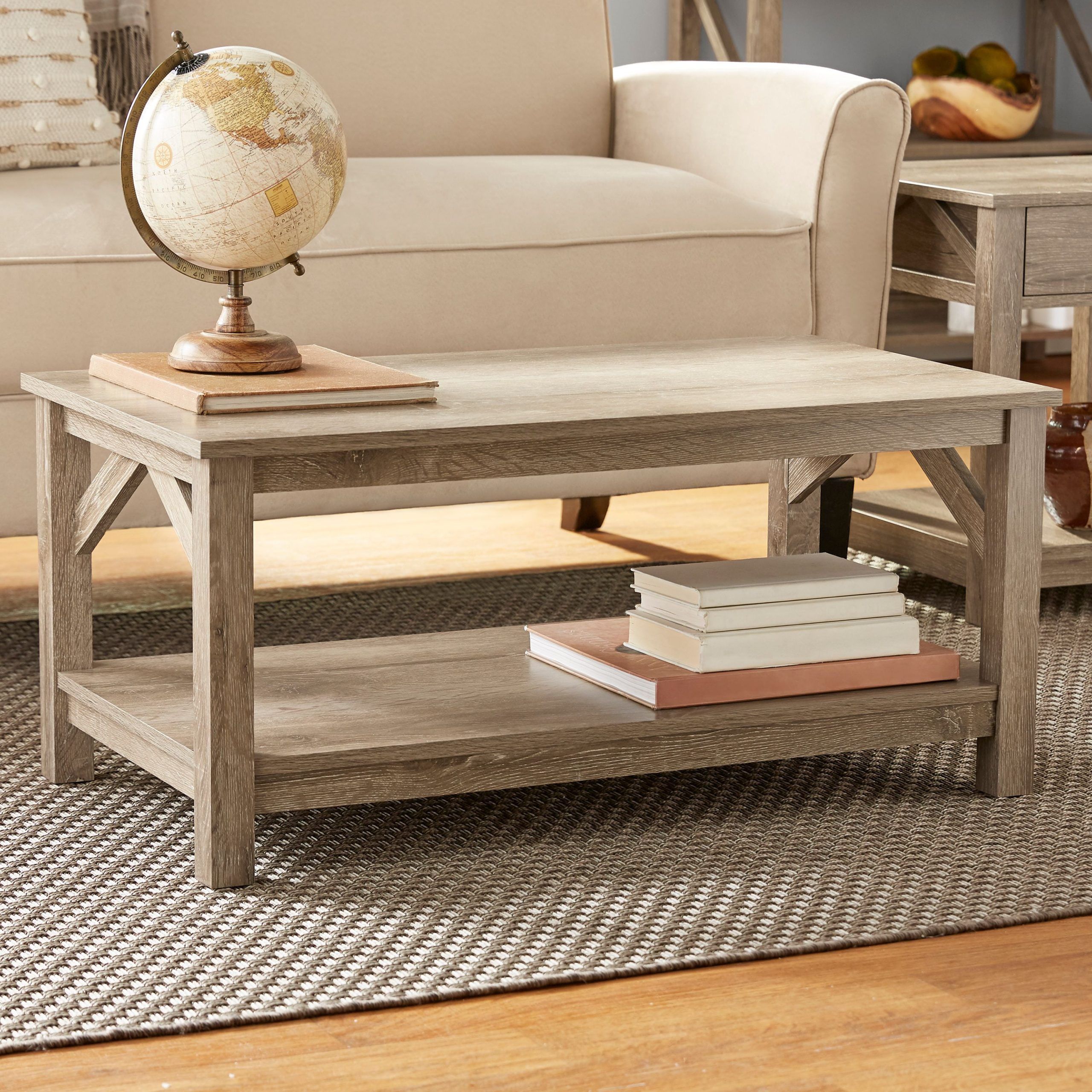 Mainstays Aston Mills Rustic Farmhouse Coffee Table, Rustic Brown For Living Room Farmhouse Coffee Tables (View 13 of 20)