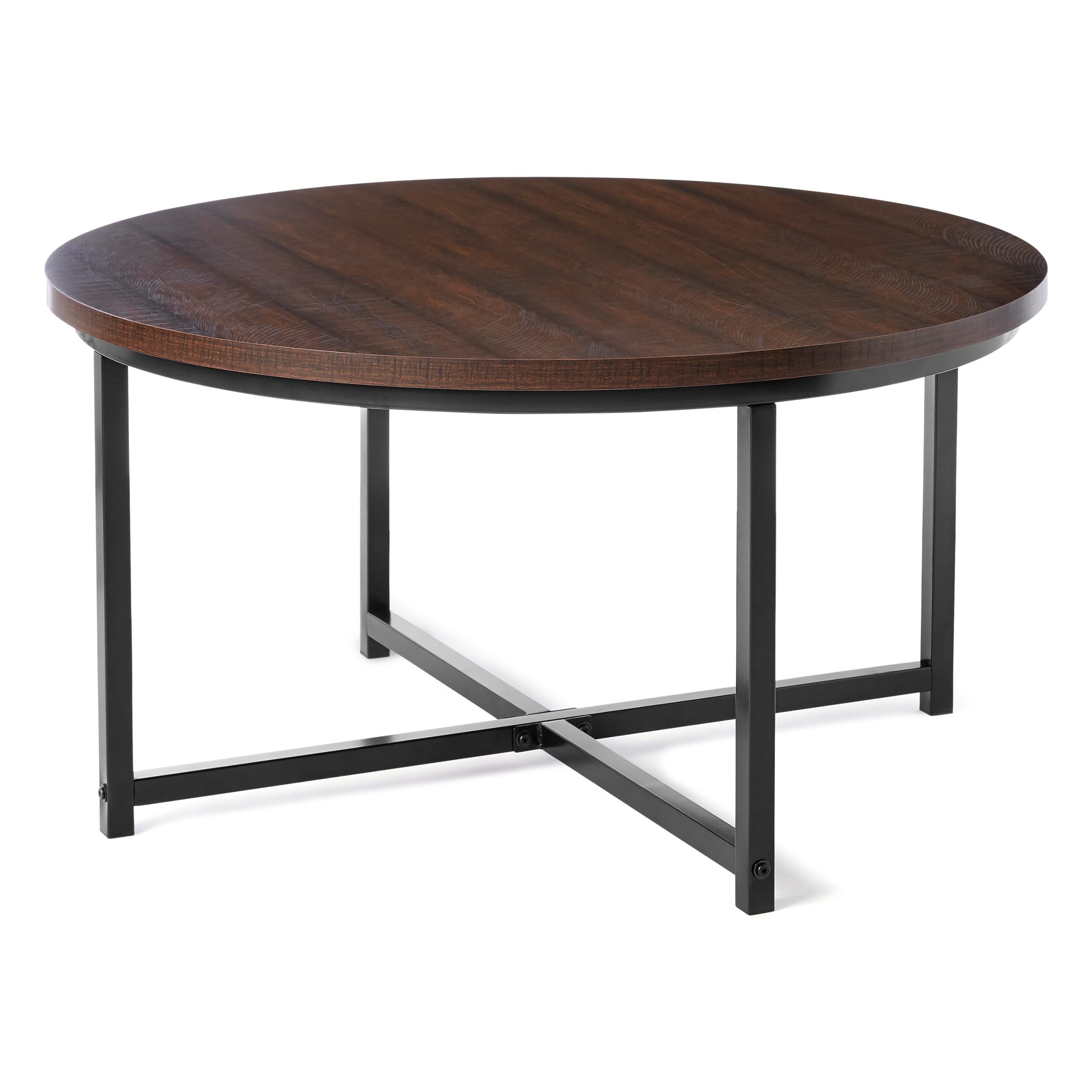 Mainstays Round Coffee Table With Metal Legs, 36" D X 19" H – Walmart Regarding Round Coffee Tables With Steel Frames (View 7 of 21)