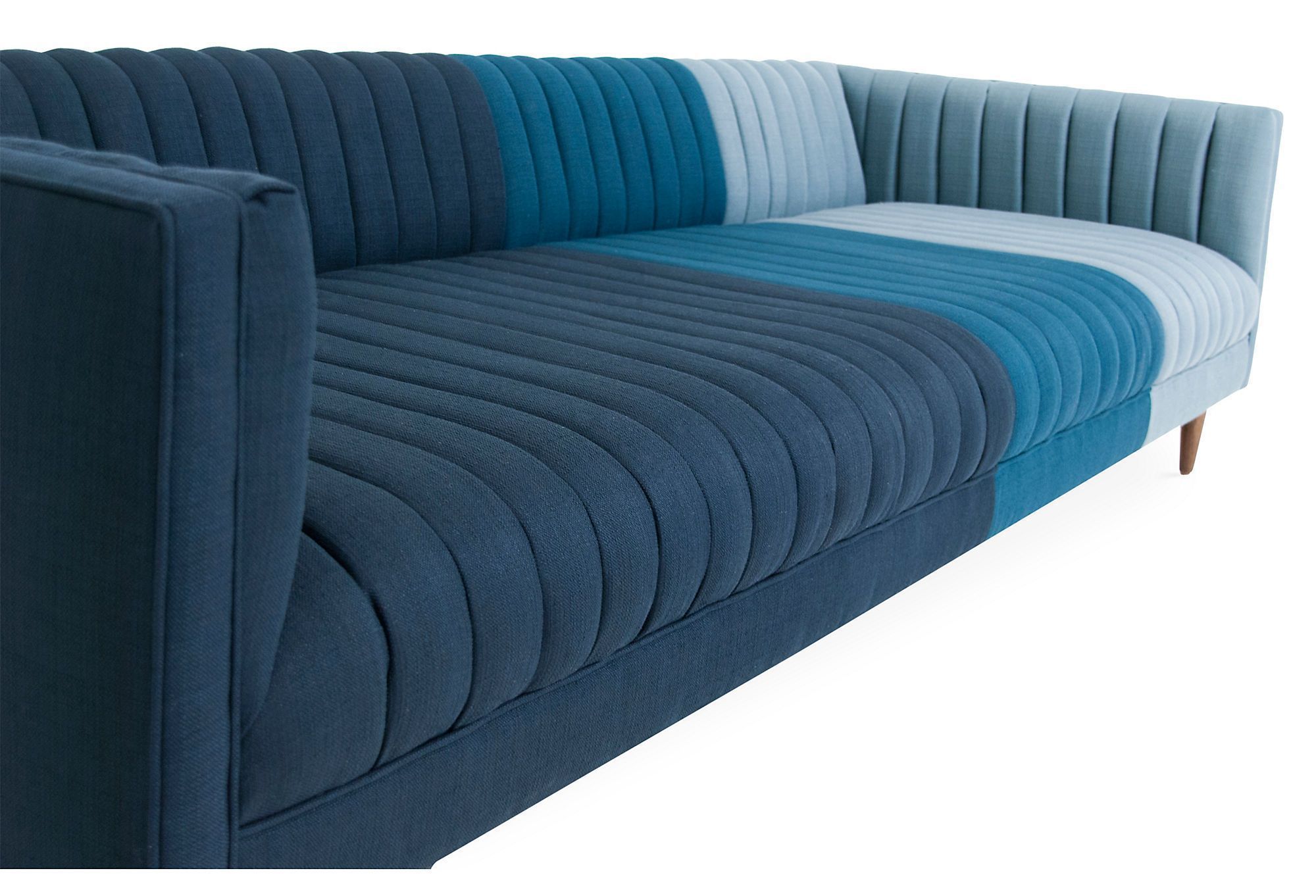 Manhattan 96" Sofa, Ombre Blue Linen | Mid Century Style Sofas, Sofa For Modern Blue Linen Sofas (Gallery 13 of 20)