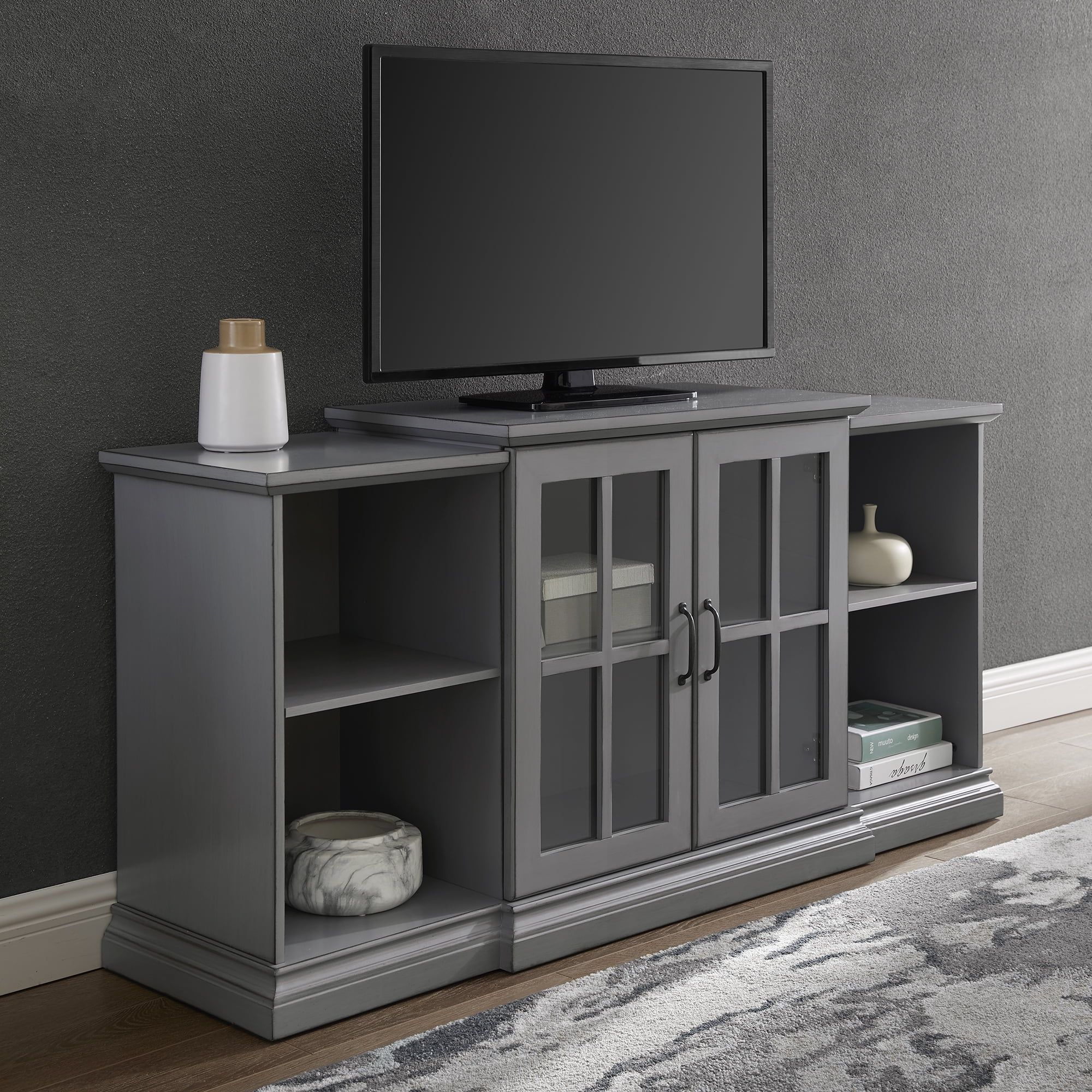 Manor Park Classic Tiered Tv Stand For Tvs Up To 65", Antique Grey Pertaining To Tier Stands For Tvs (View 5 of 20)
