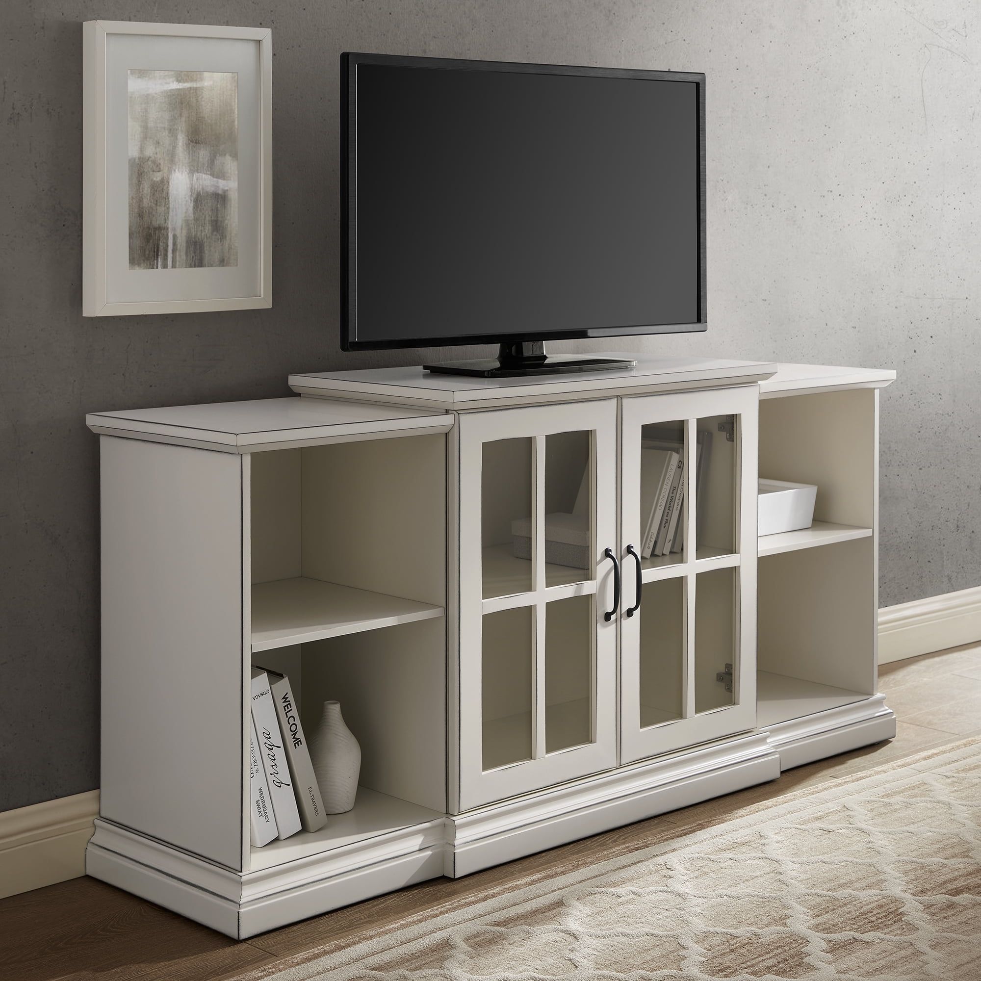 Manor Park Classic Tiered Tv Stand For Tvs Up To 65", Antique White Within Tier Stands For Tvs (View 7 of 20)