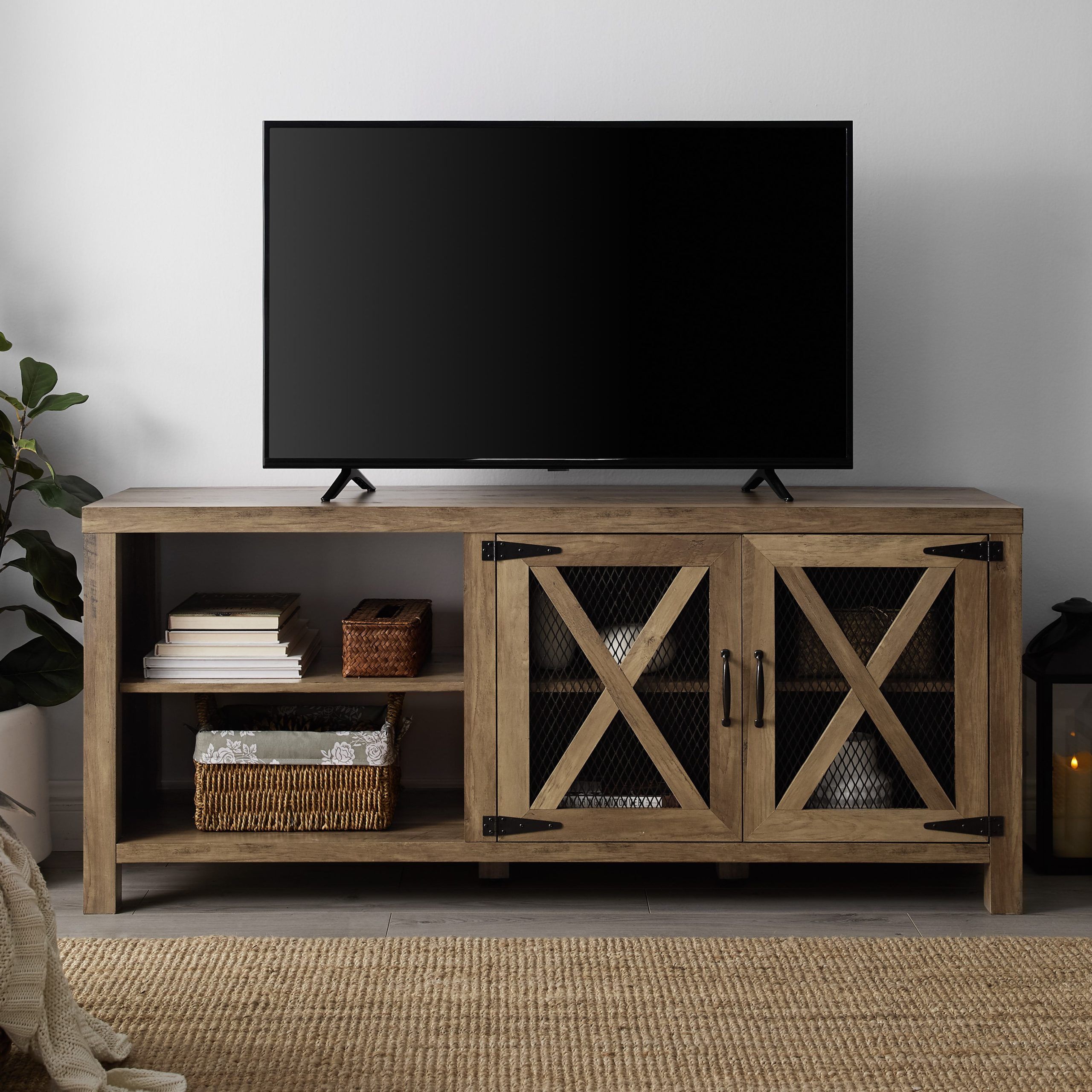 Manor Park Farmhouse Tv Stand For Tvs Up To 65", Reclaimed Barnwood Regarding Farmhouse Tv Stands (View 4 of 20)