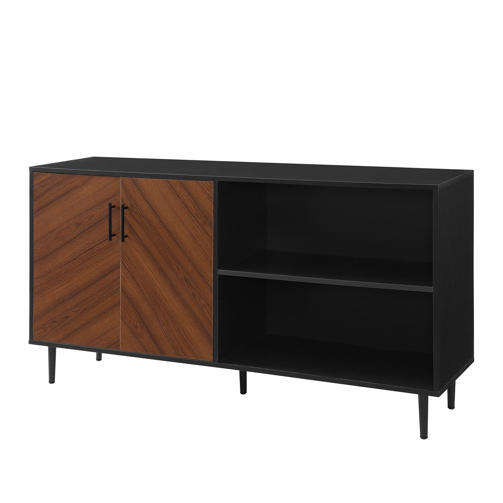 Manor Park Mid Century Modern Asymmetrical Tv Stand | Sleek Storage, Tv With Tv Stands With 2 Doors And 2 Open Shelves (View 9 of 20)