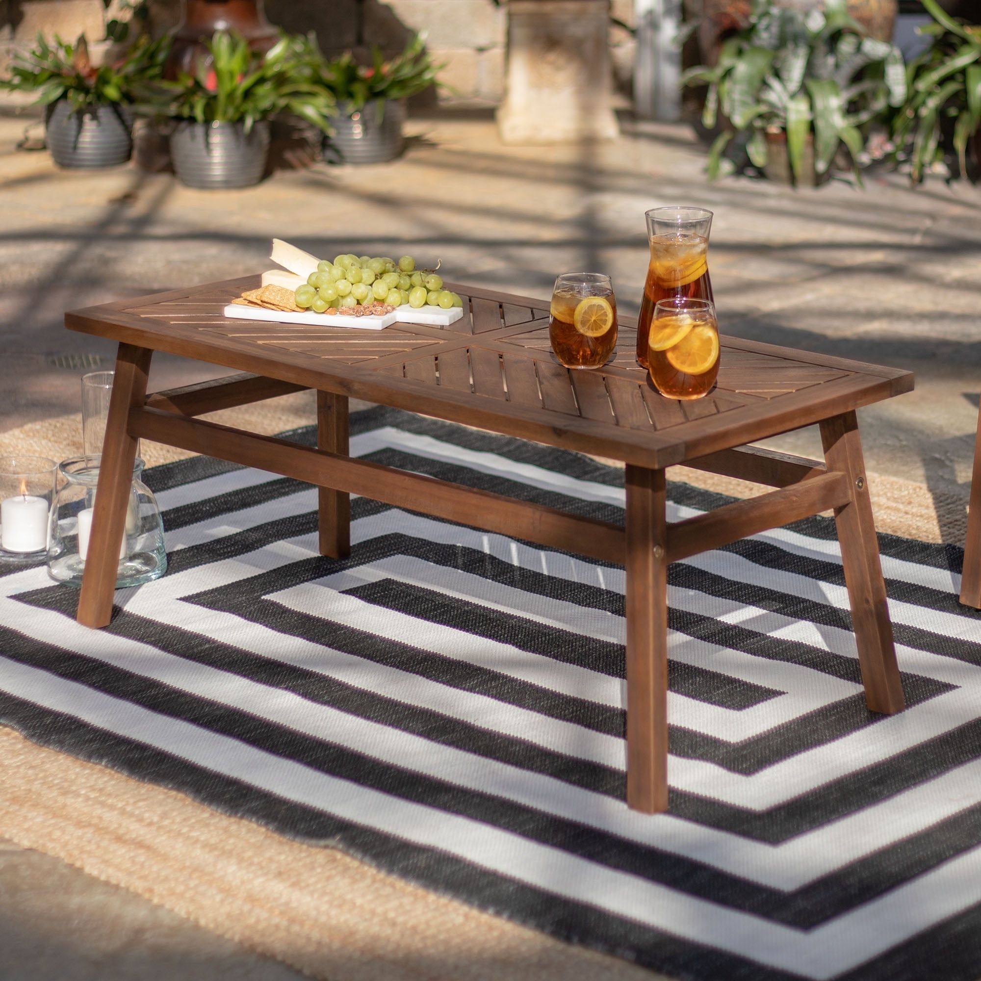 Manor Park Wood Outdoor Coffee Table With Chevron Design, Dark Brown Intended For Outdoor Coffee Tables With Storage (View 20 of 20)
