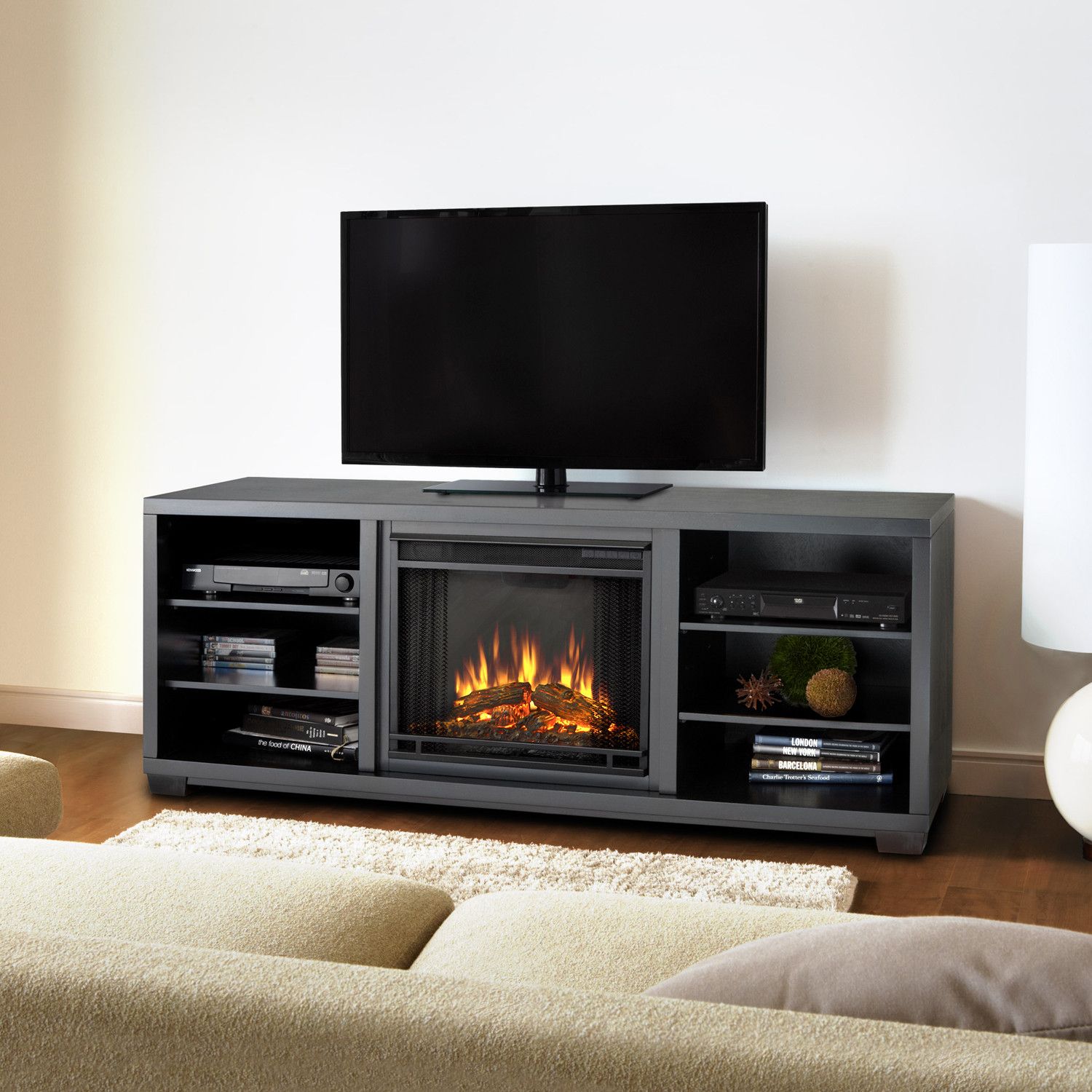 Marco Electric Entertainment Center // Black – Real Flame – Touch Of Modern For Rgb Entertainment Centers Black (View 12 of 20)
