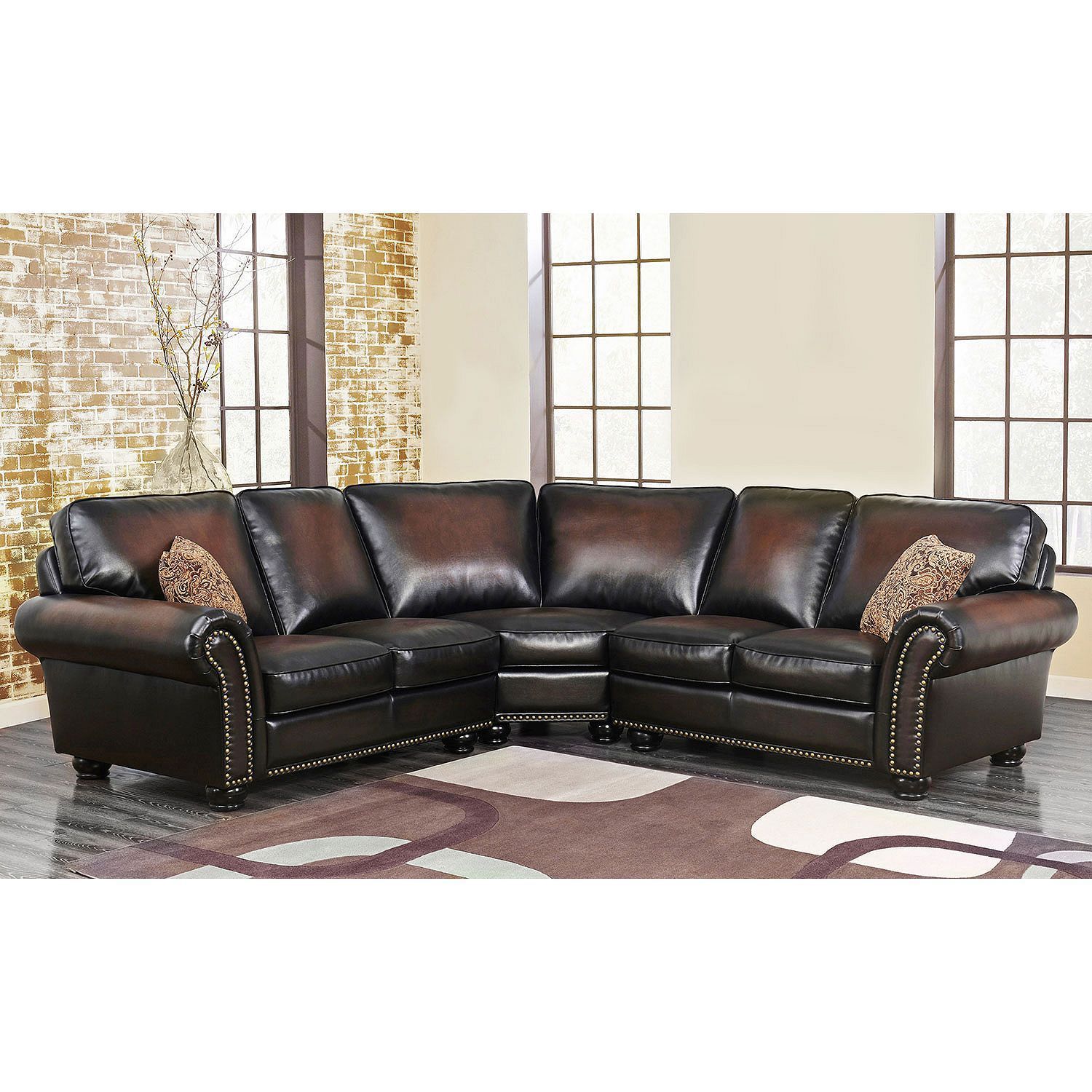Melrose Leather 3 Piece Sectional – Sam's Club With 3 Piece Leather Sectional Sofa Sets (View 9 of 20)