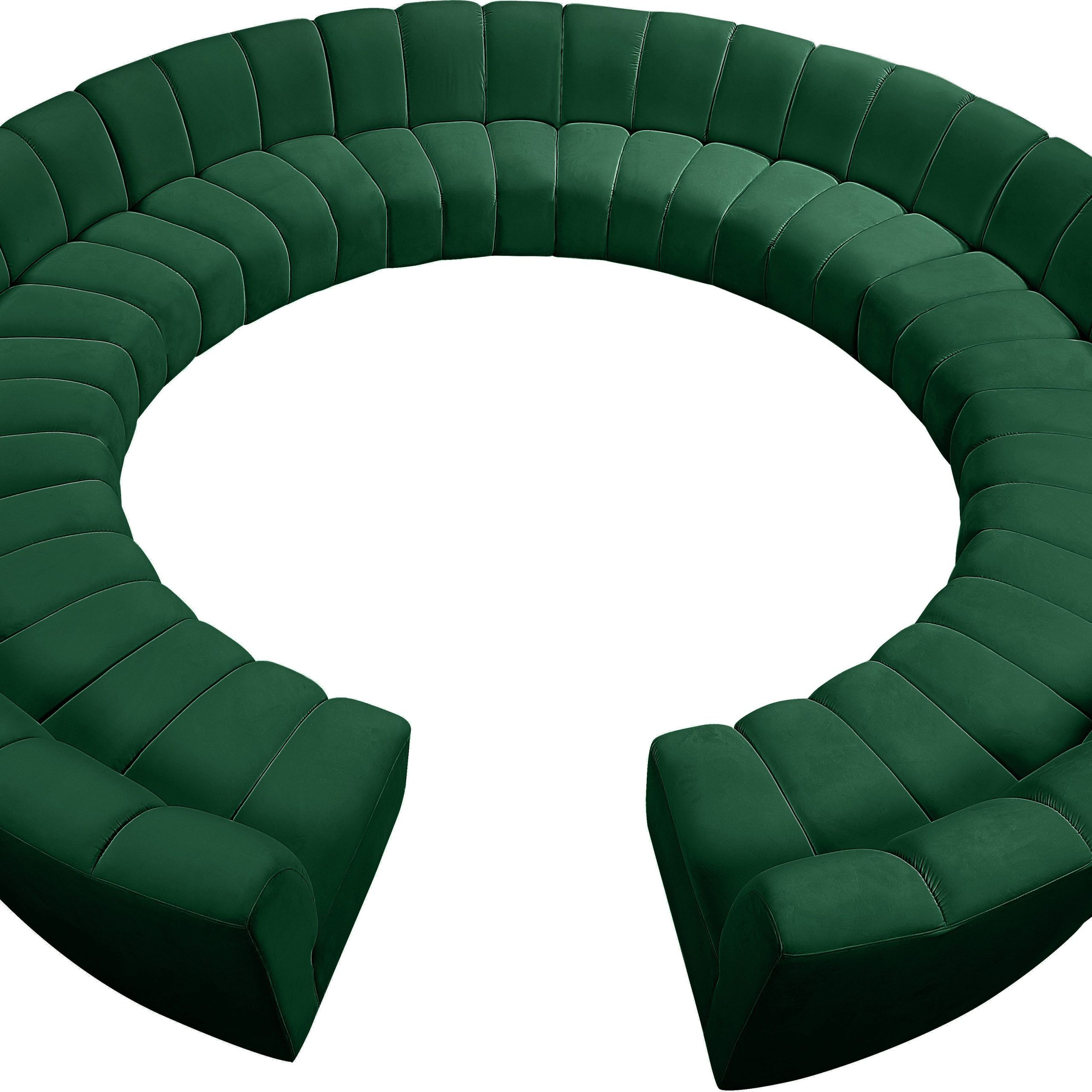 Meridian Furniture Infinity Mrd 638green 12pc, Elegant And Eye Catching In Green Velvet Modular Sectionals (Gallery 5 of 20)