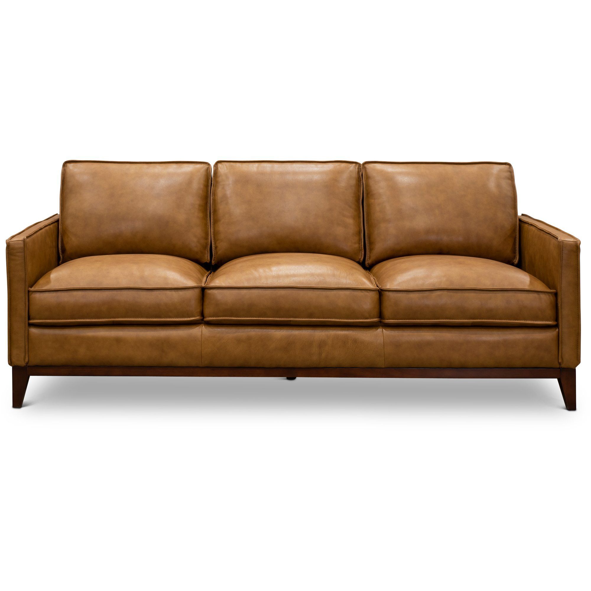 Mid Century Modern Camel Brown Leather Sofa – Newport – Dekorationcity In Mid Century Modern Sofas (Gallery 13 of 20)