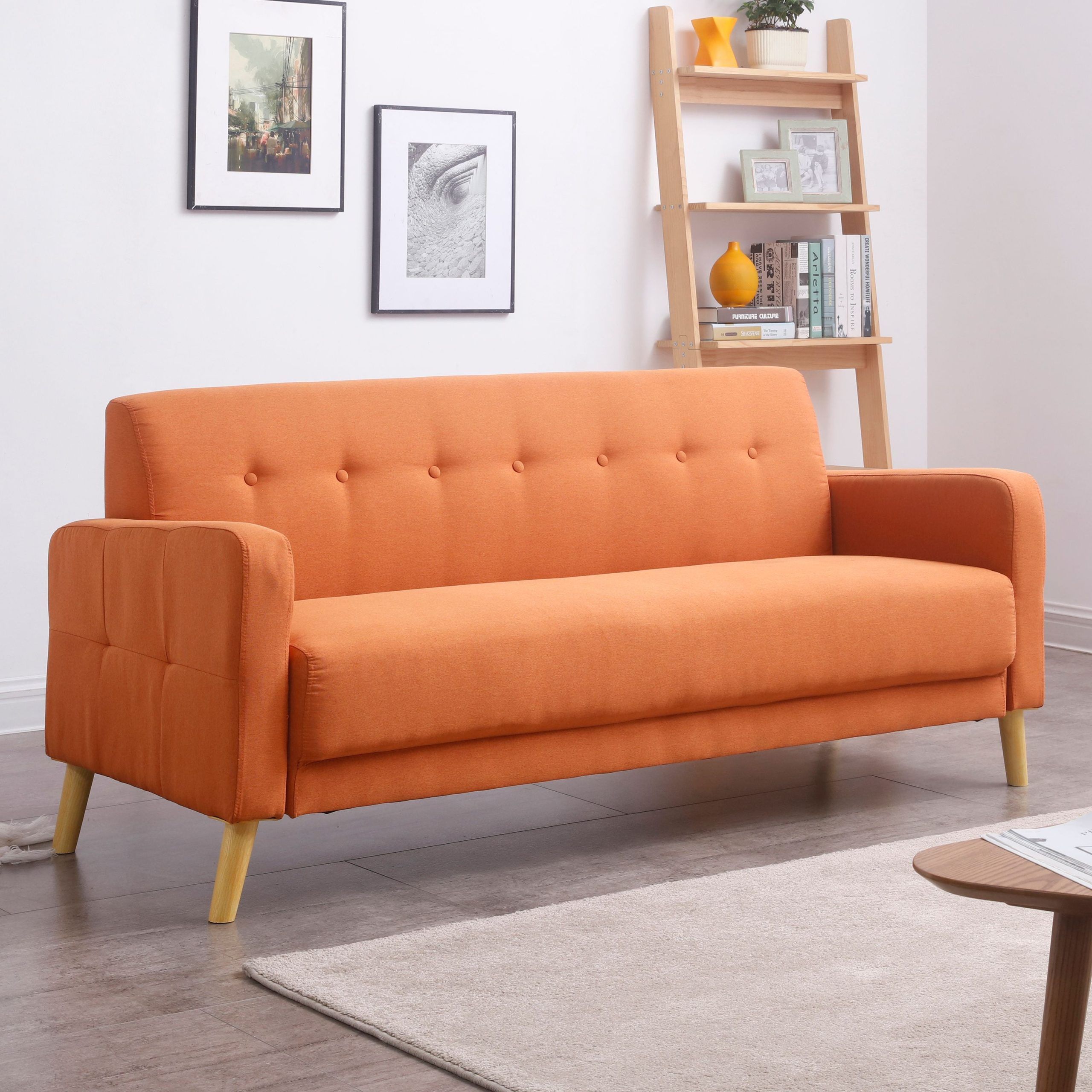 Mid Century Modern Sofa With Stylish Button Tufted Back And Single In Mid Century Modern Sofas (Gallery 1 of 20)