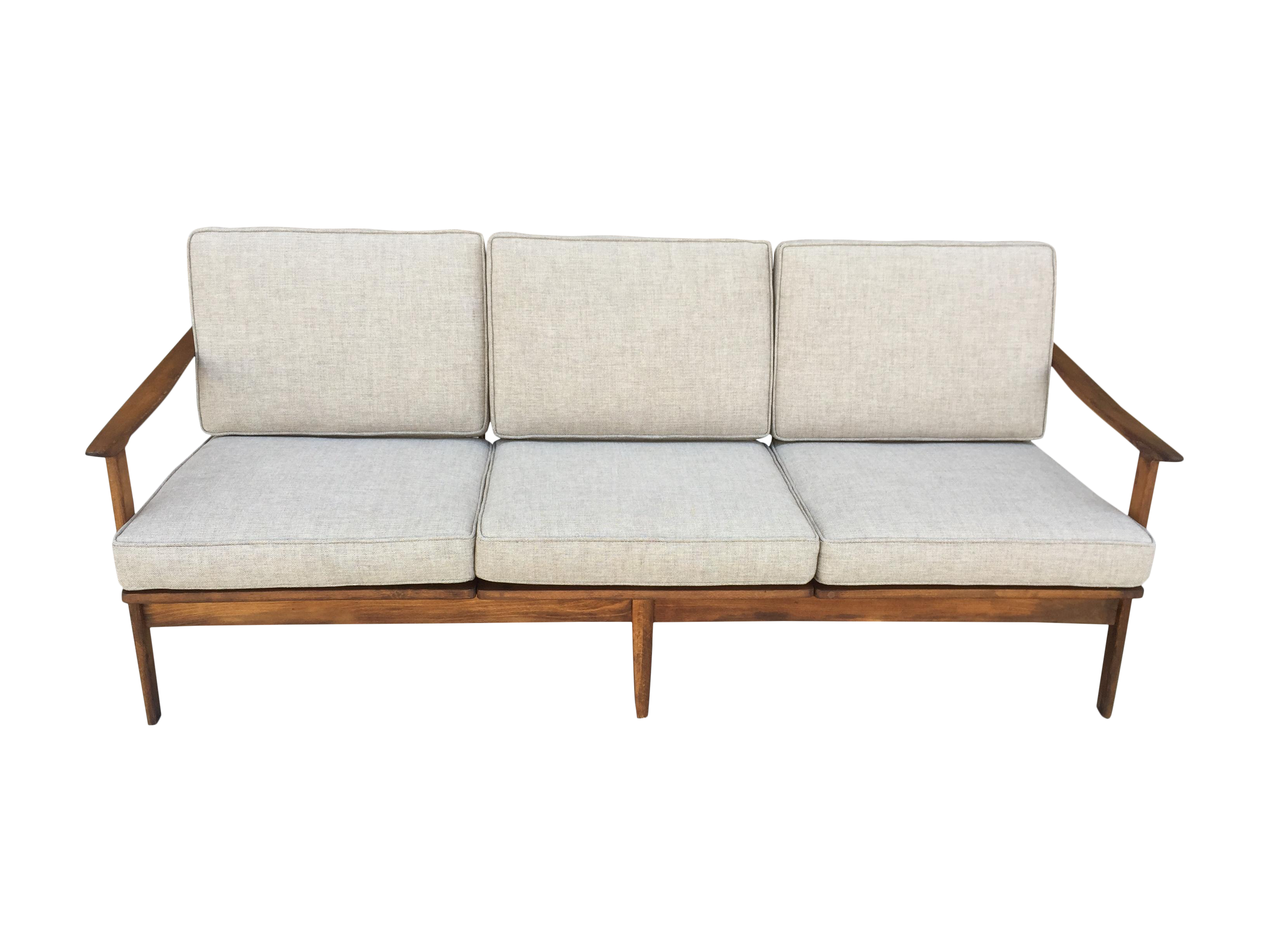 Mid Century Modern Three Seater Sofa On Chairish Outdoor Sofa Throughout Mid Century 3 Seat Couches (View 8 of 20)