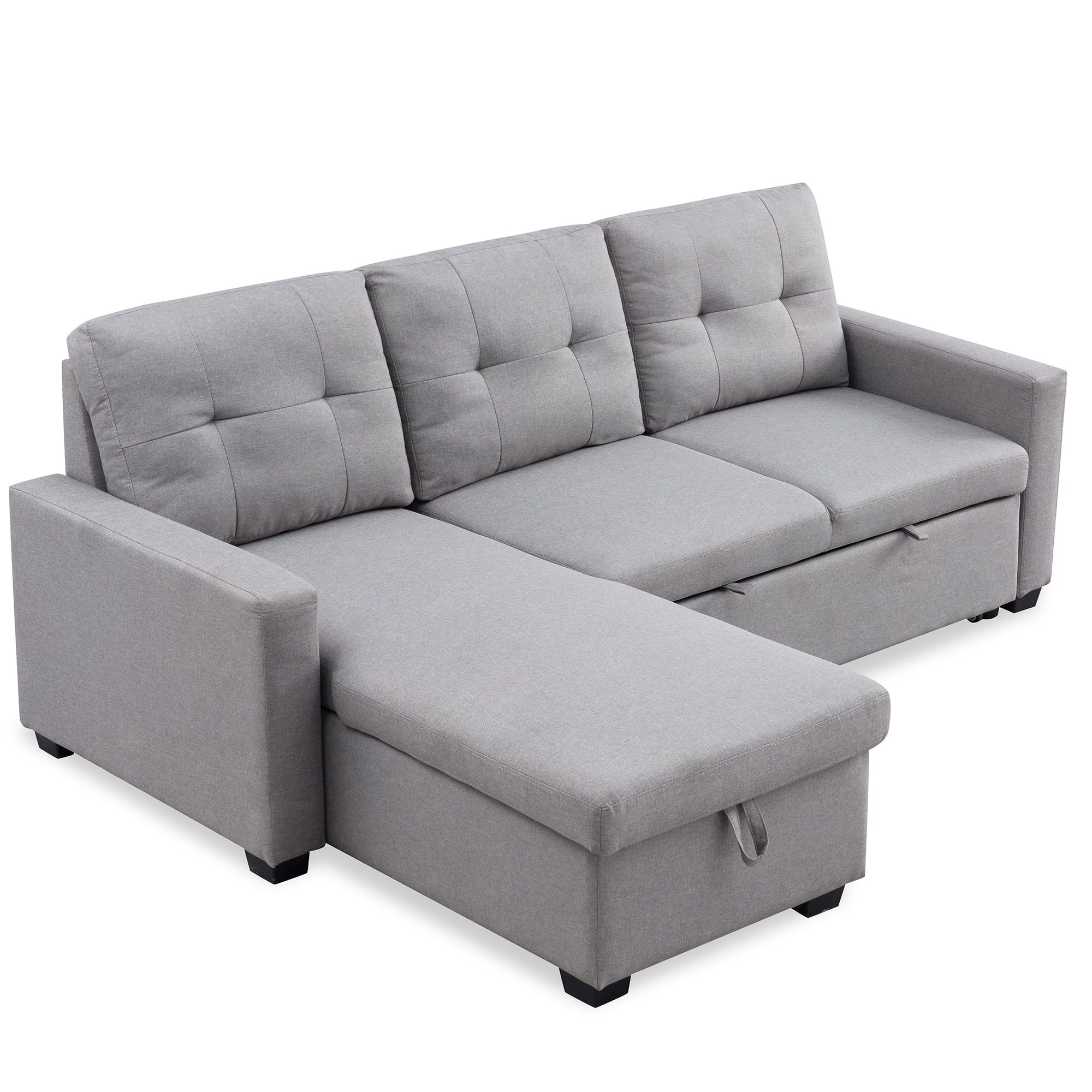 Mid Century Sectional Sofa With Pull Out Sleeper, 82" X 60" X 35 In 3 In 1 Gray Pull Out Sleeper Sofas (View 19 of 20)