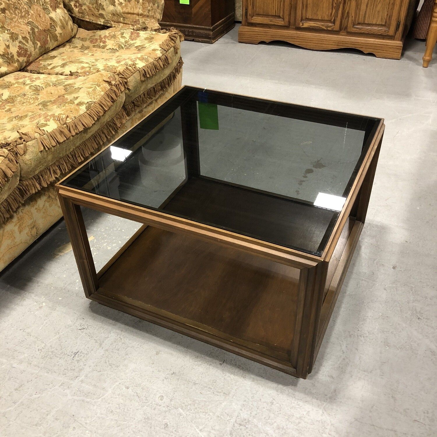 Mid Century Square Wooden Coffee Table W/smoked Glass With Wooden Mid Century Coffee Tables (Gallery 14 of 20)