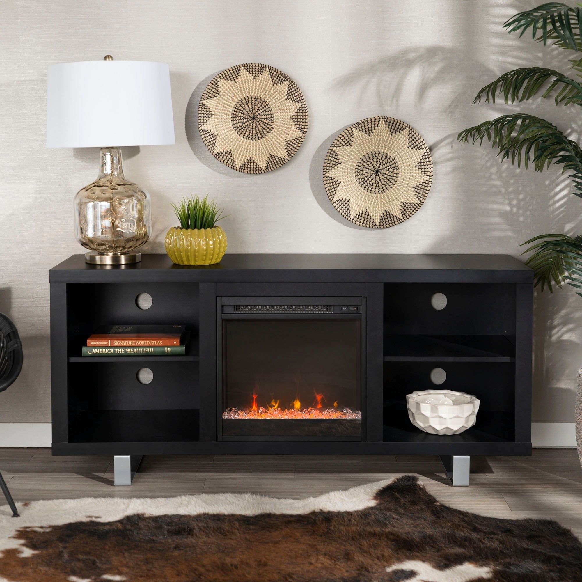 Middlebrook Designs 58" Modern Fireplace Tv Stand Console – Walmart Within Modern Fireplace Tv Stands (Gallery 6 of 20)