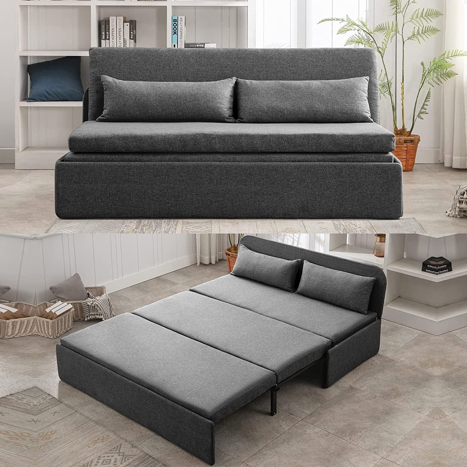 Mjkone Queen Size Convertible Sofa Bed, Modern Pull Out Linen Sleeper Regarding Queen Size Convertible Sofa Beds (Gallery 19 of 20)