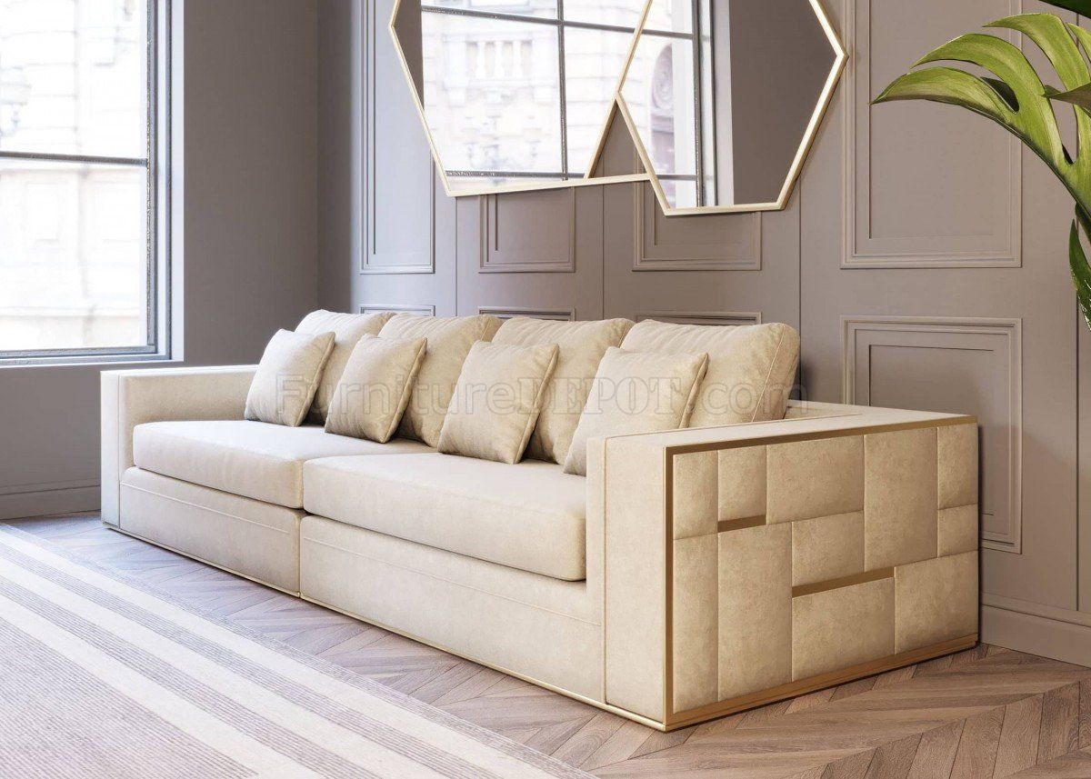 Mobray Sofa In Beige Velvet Fabricvig Regarding Elegant Beige Velvet Sofas (View 19 of 20)