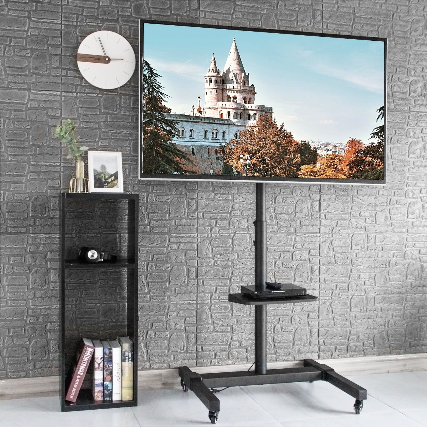 Modern 65 To 70 Inch Tv Stand Rolling Tv Cart Home, Black – Walmart With Modern Rolling Tv Stands (View 4 of 20)