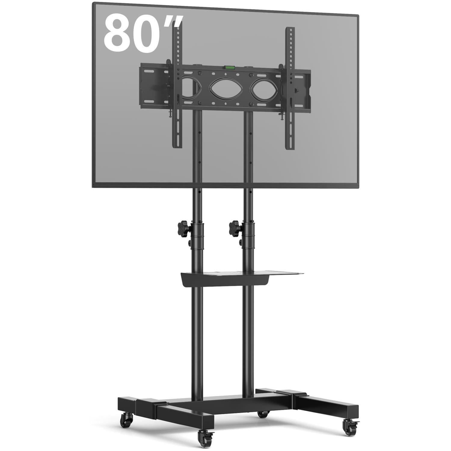 Modern Black Large Rolling Tv Stand For 32 To 80 Inch Tvs Black Metal In Modern Rolling Tv Stands (Gallery 15 of 20)