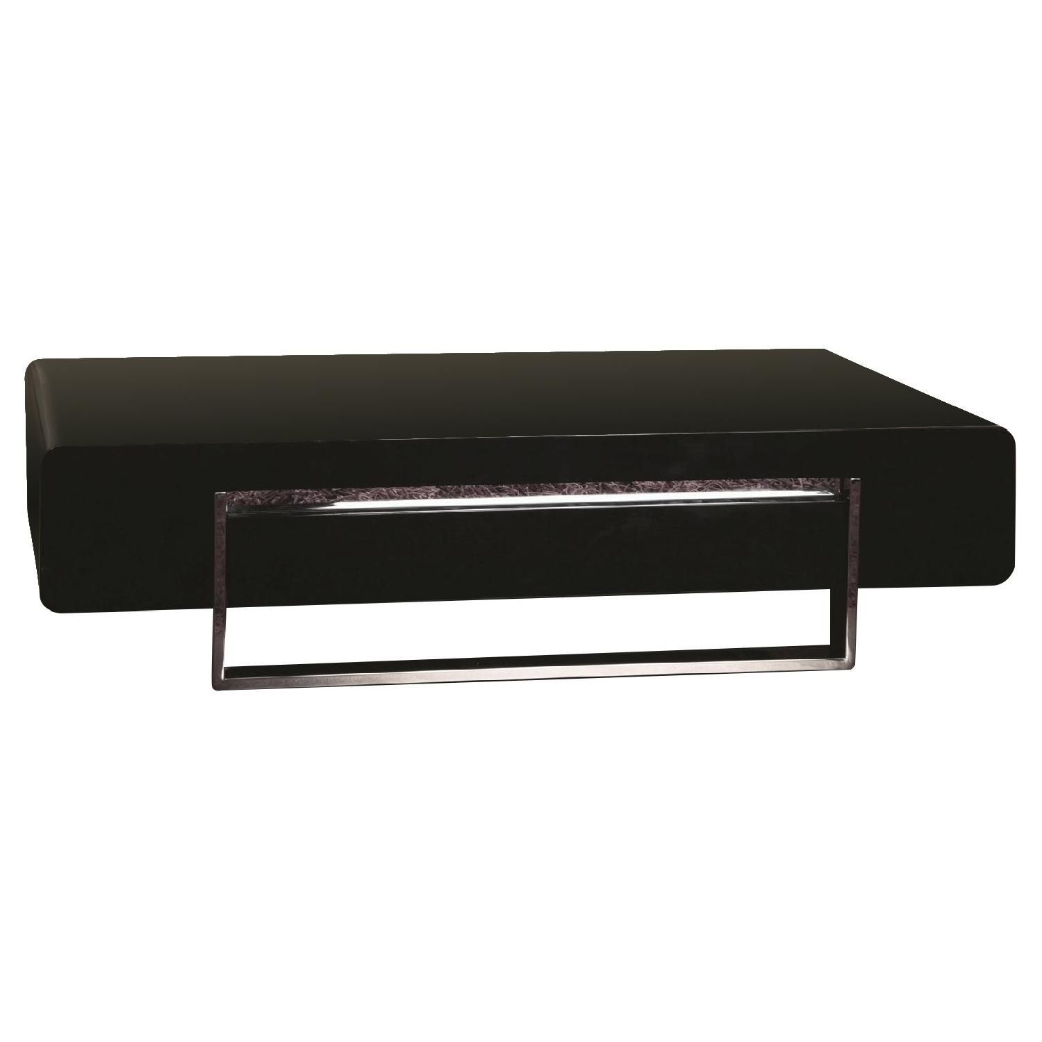 Modern Coffee Table In High Gloss Black Finish W/ Storage Dr – Aptdeco In High Gloss Black Coffee Tables (View 10 of 20)