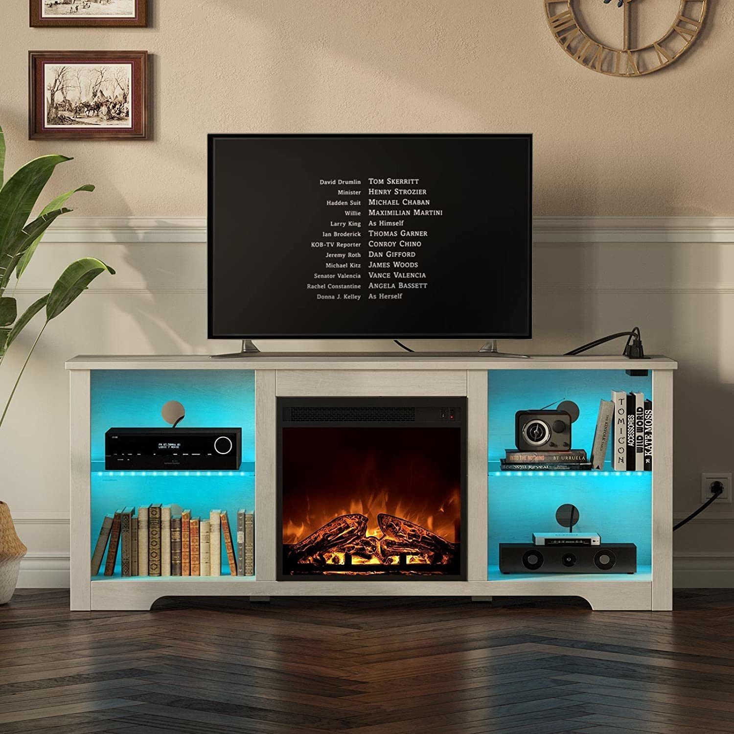 Modern Fireplace Tv Stand With Led Lights And Power Outlets – China Intended For Led Tv Stands With Outlet (Gallery 14 of 20)