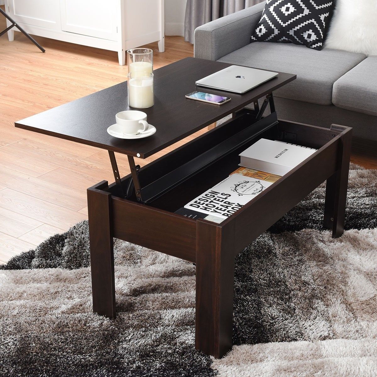 Modern Furniture Hidden Compartment Lift Tabletop Coffee Table | Coffee Pertaining To Modern Coffee Tables With Hidden Storage Compartments (View 9 of 20)