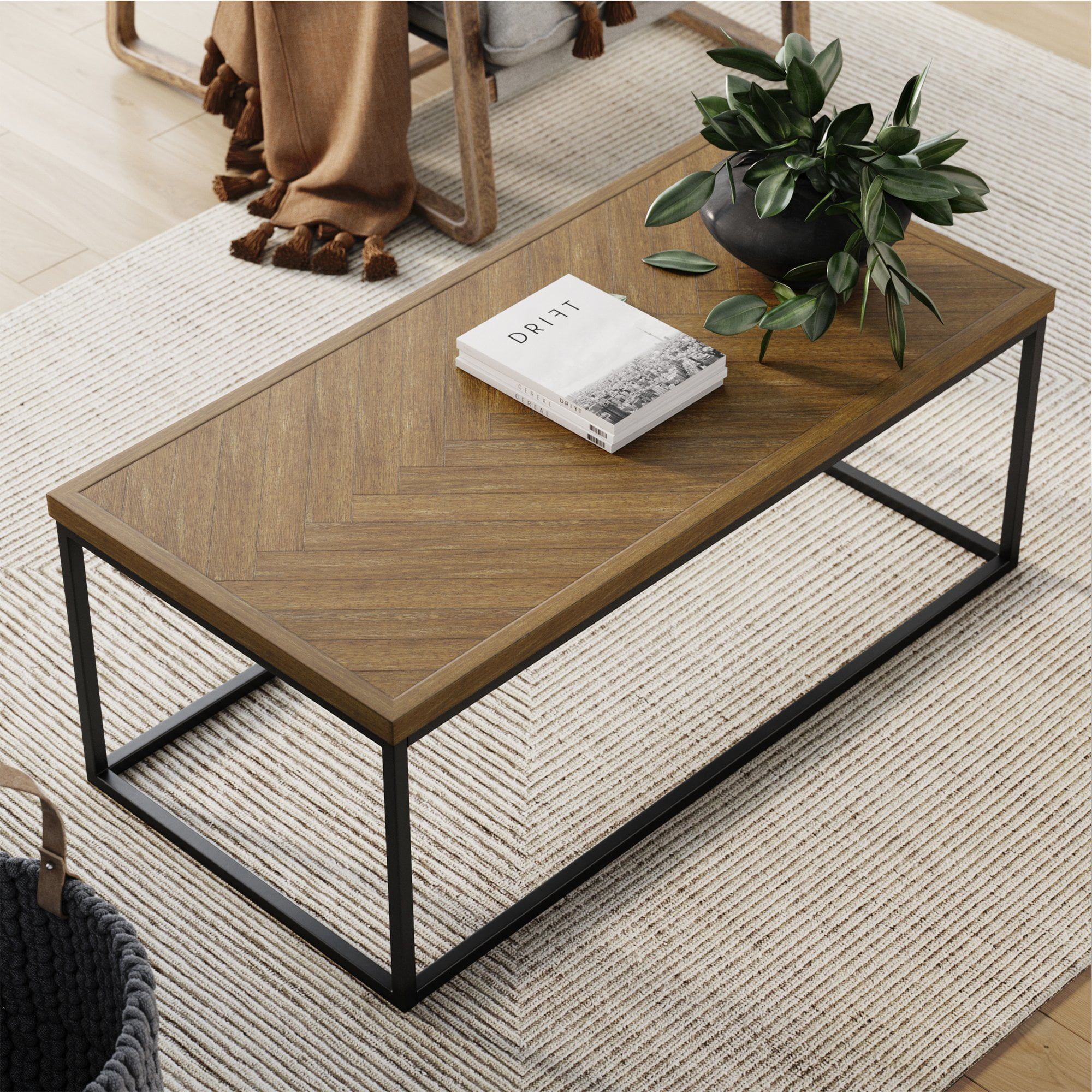 Modern Industrial Coffee Table Wood / Ofm Industrial Modern Wood Top Within Modern Wooden X Design Coffee Tables (Gallery 18 of 20)