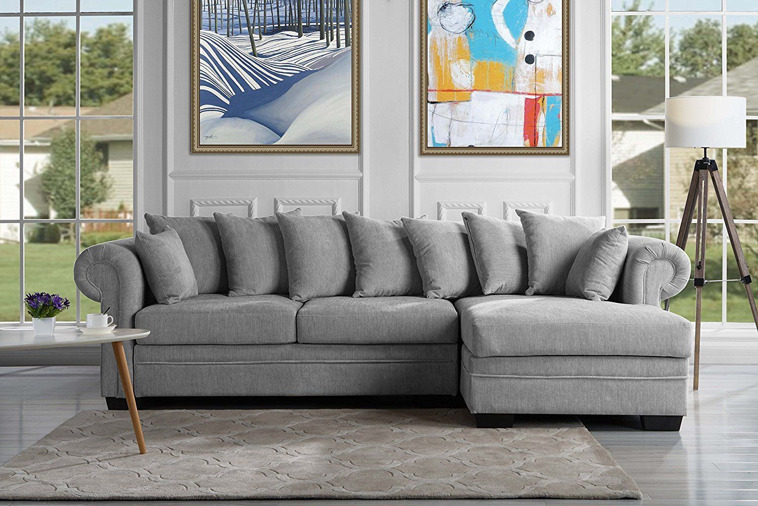 Modern Large Sectional Sofa, L Shape Couch W/ Extra Wide Chaise, Light Intended For Sofas In Light Gray (Gallery 18 of 22)