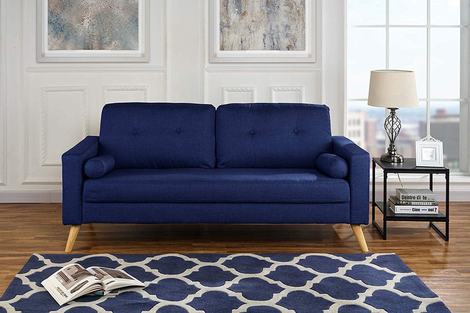 Modern Living Room Fabric Sofa, Couch With Tufted Buttons (dark Blue With Regard To Sofas In Blue (Gallery 5 of 20)