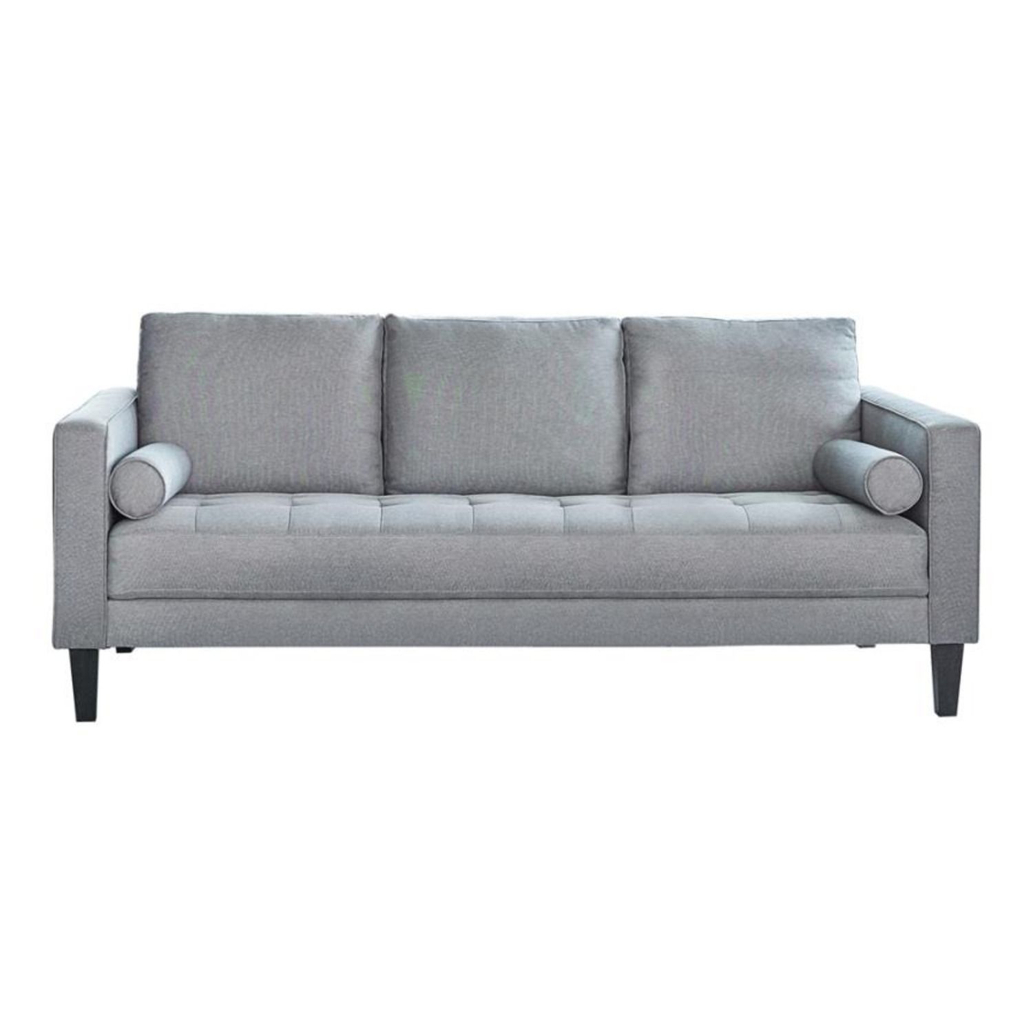 Modern Sofa In Linen Like Charcoal Upholstery – Aptdeco In Light Charcoal Linen Sofas (View 11 of 20)