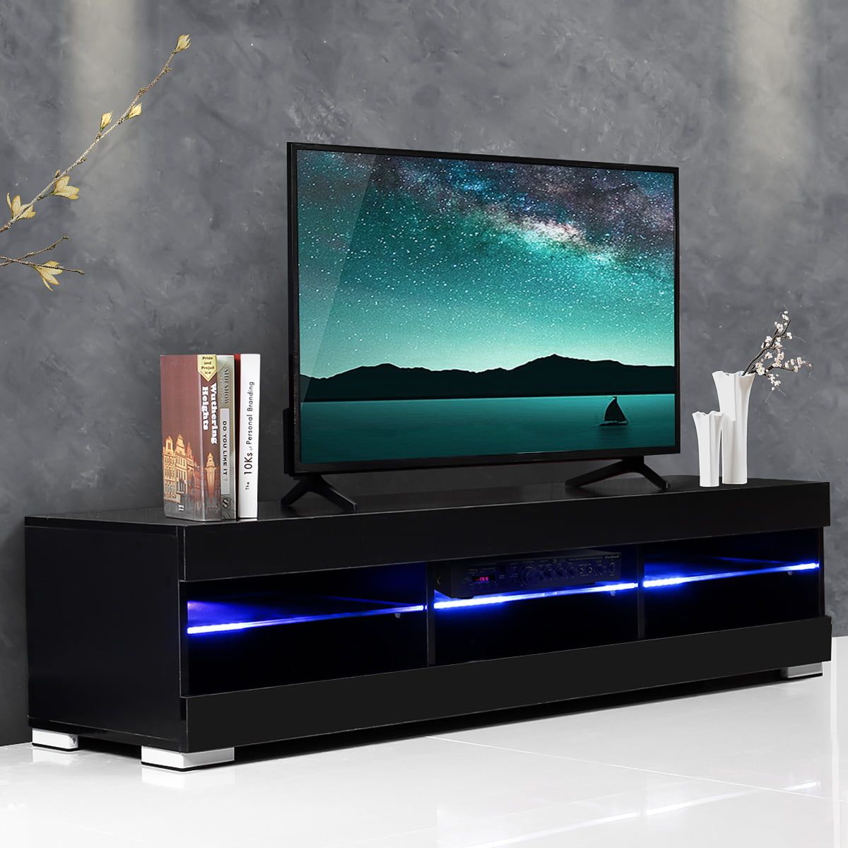 Modern Tv Furniture Cabinets 57'' Tv Stand Modern Decorative Cabinet Intended For Tv Stands With Lights (View 17 of 20)